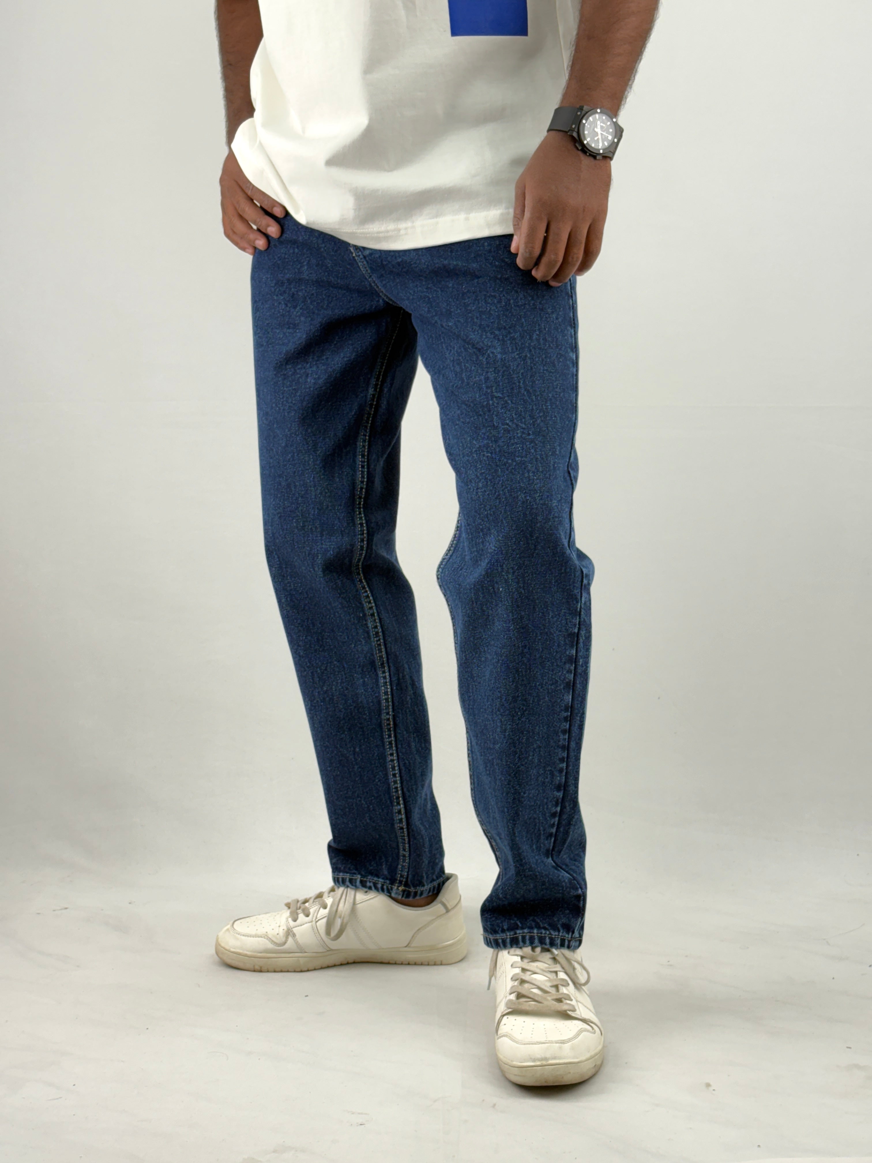 Dark Blue Semi Baggy Jeans