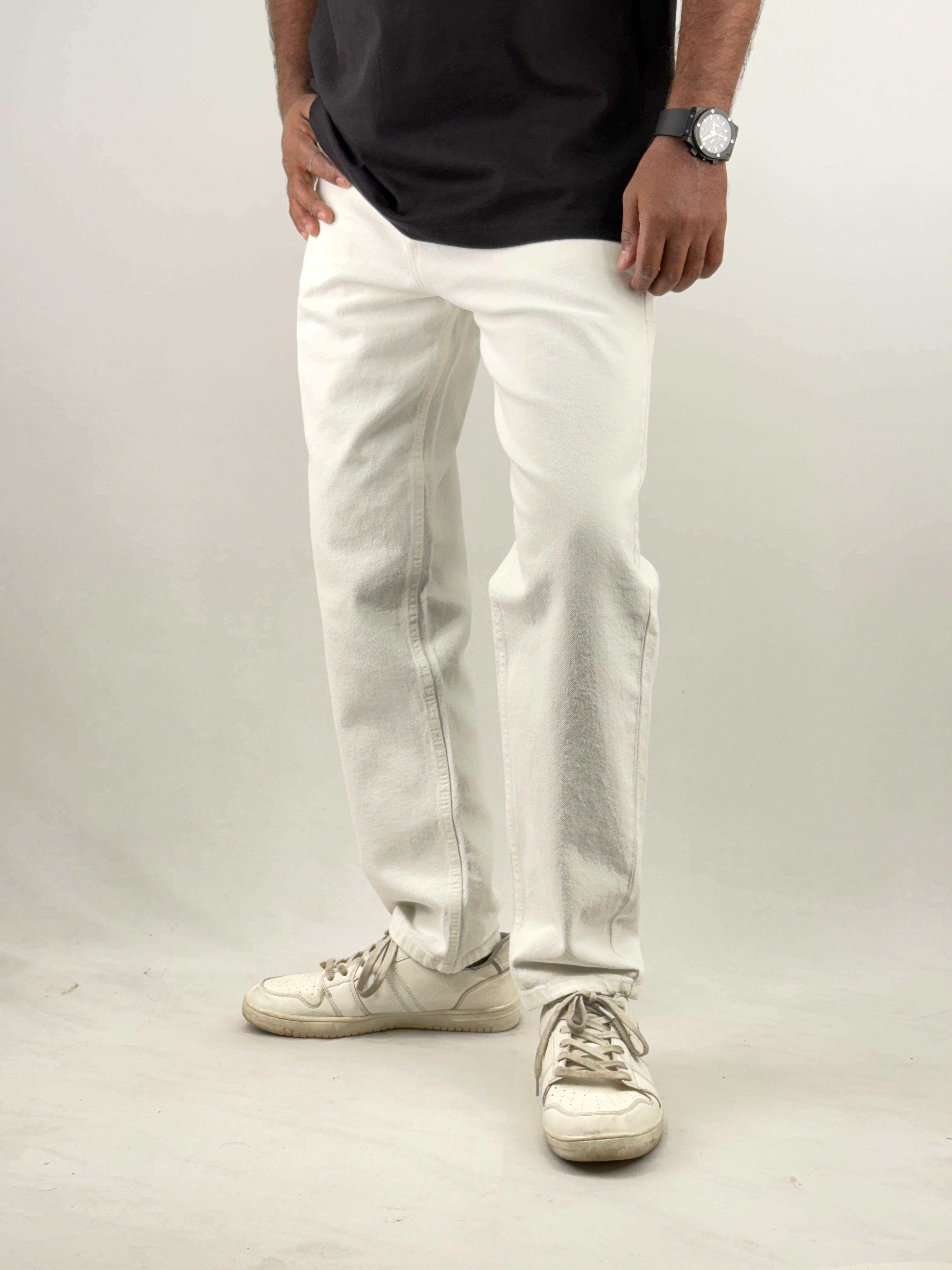 White Semi Baggy Jeans