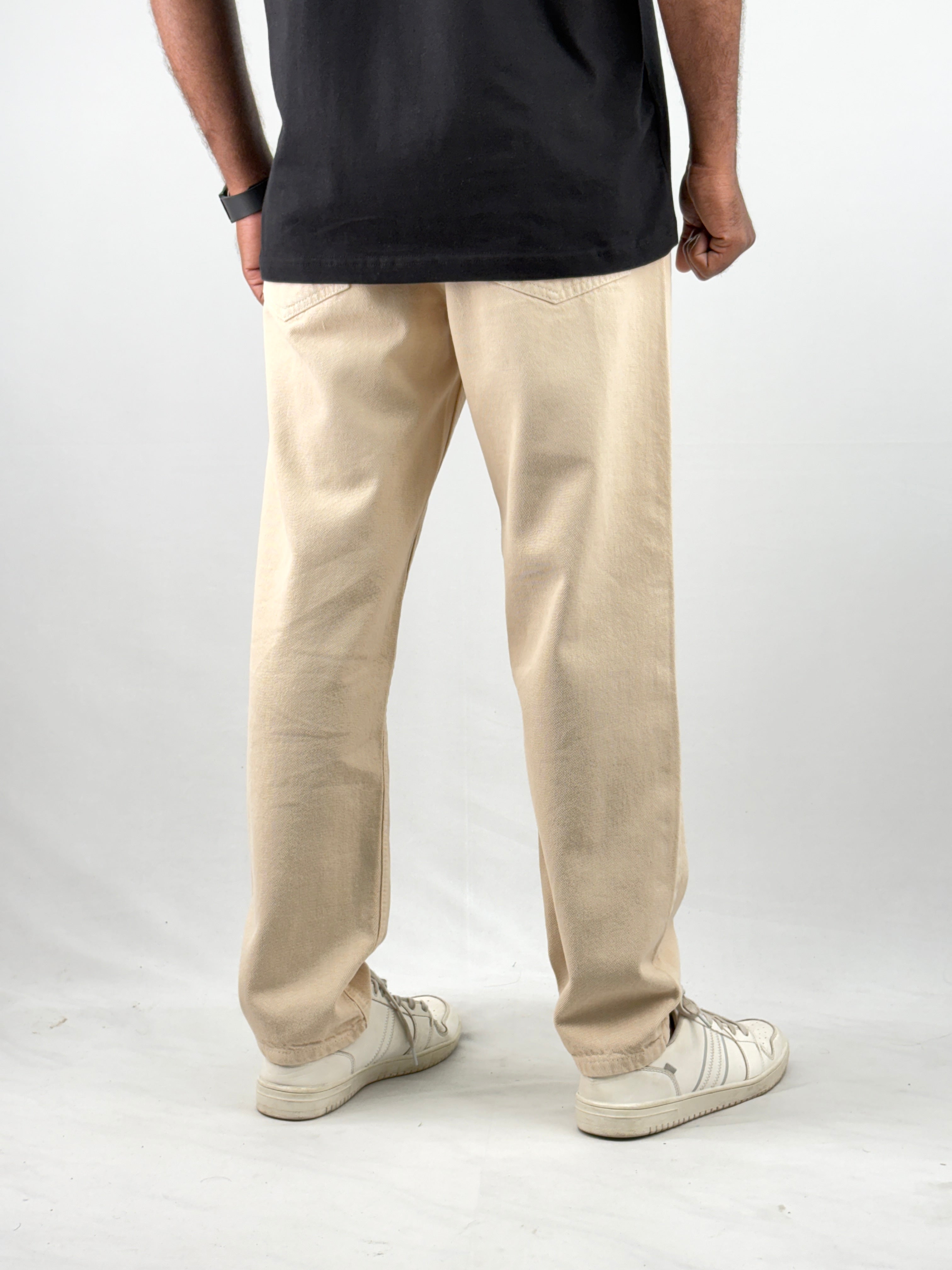 Beige Semi Baggy Jeans