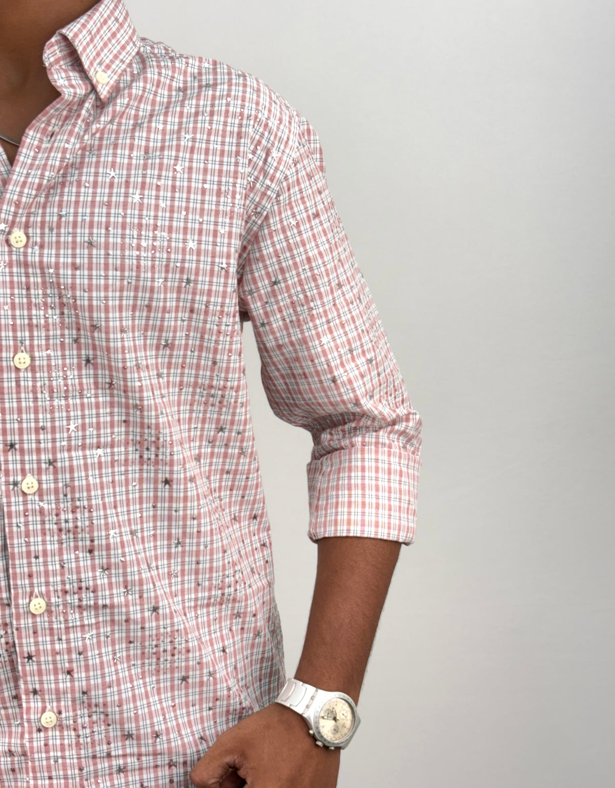 Peach Star Checks Shirt