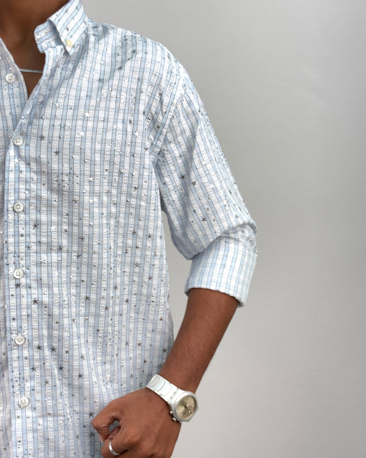 Light Blue Star Checks Shirt