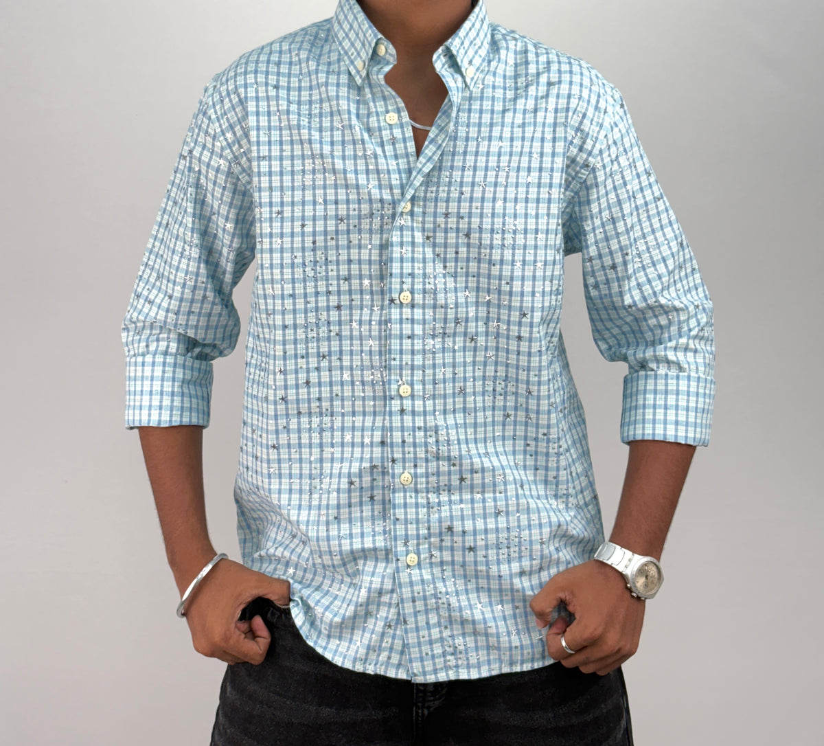 Aqua Star Checks Shirt