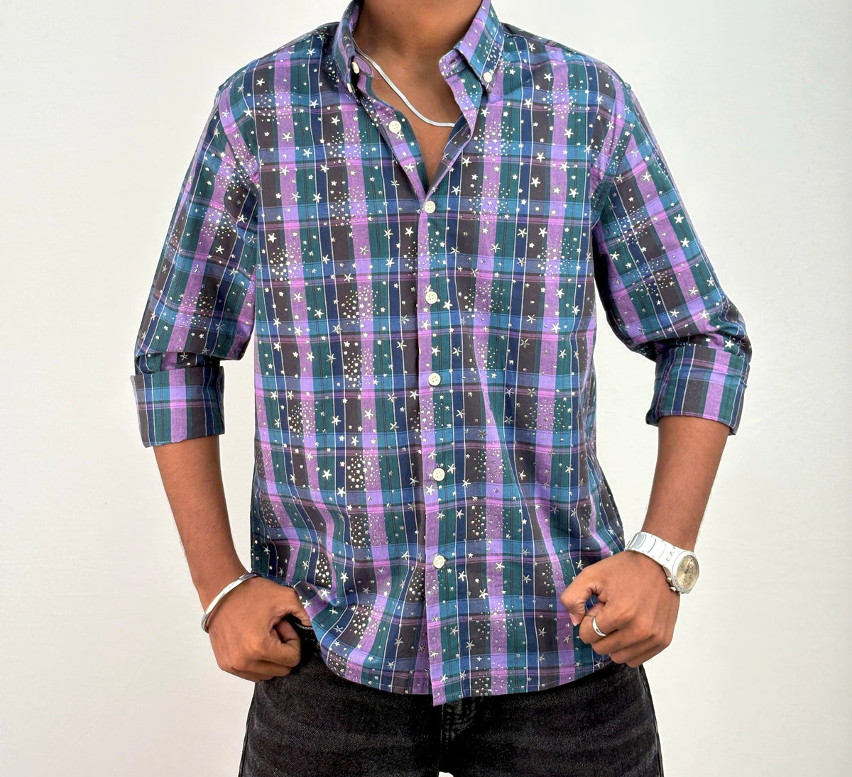 Violet Star Checks Shirt