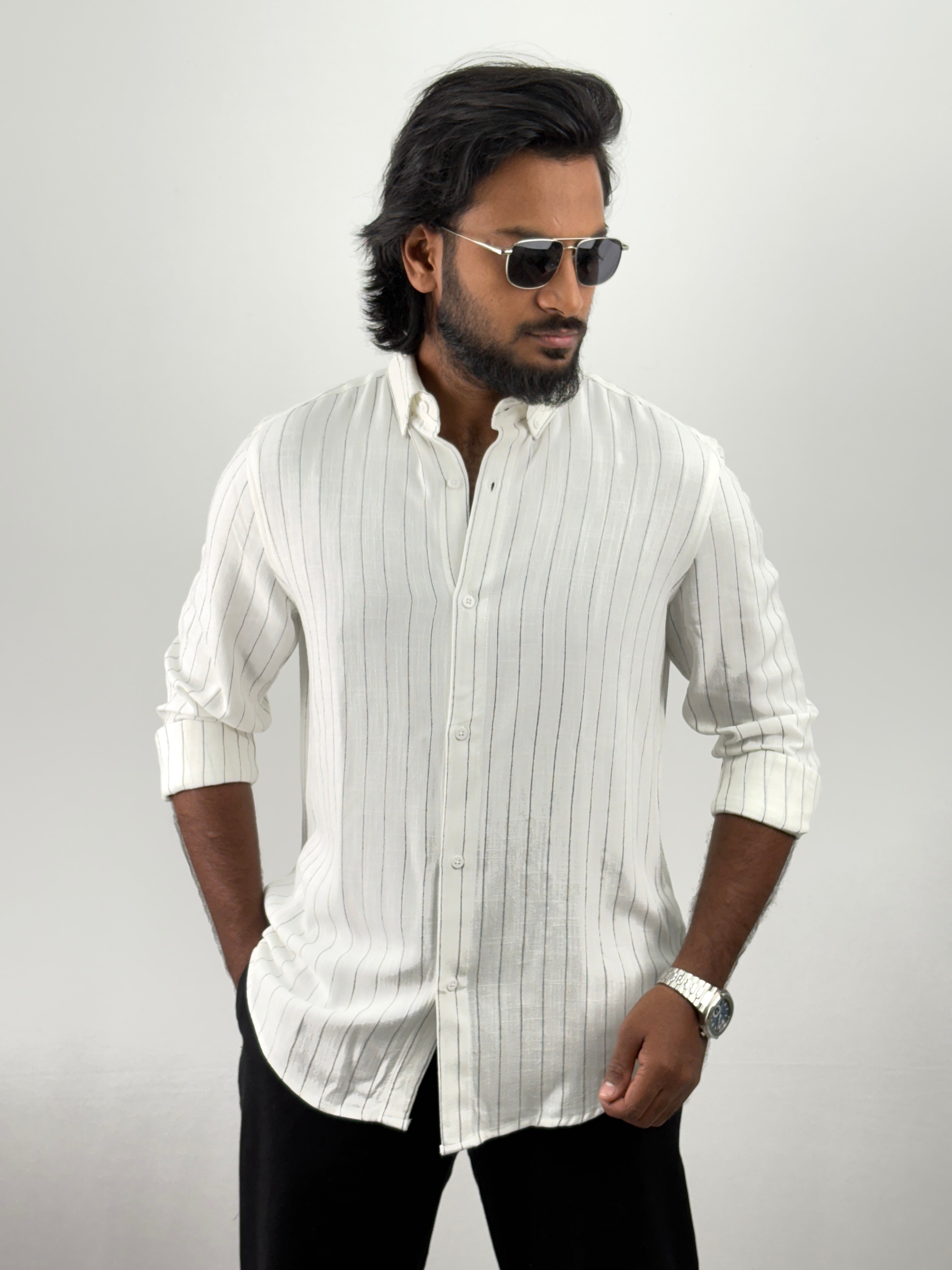 White IMP Stripe Shirt
