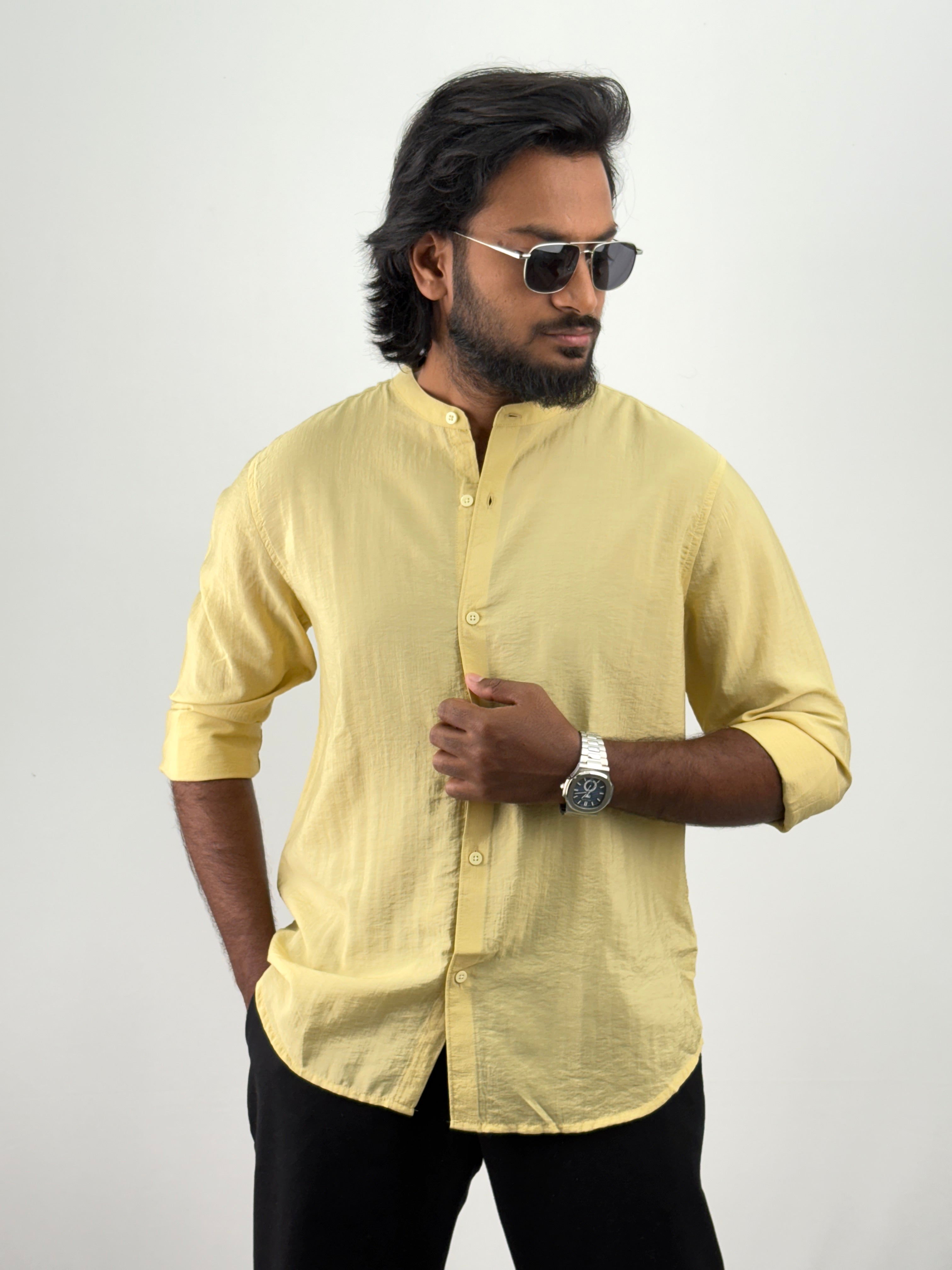 Yellow IMP Mandarin Collar Shirts