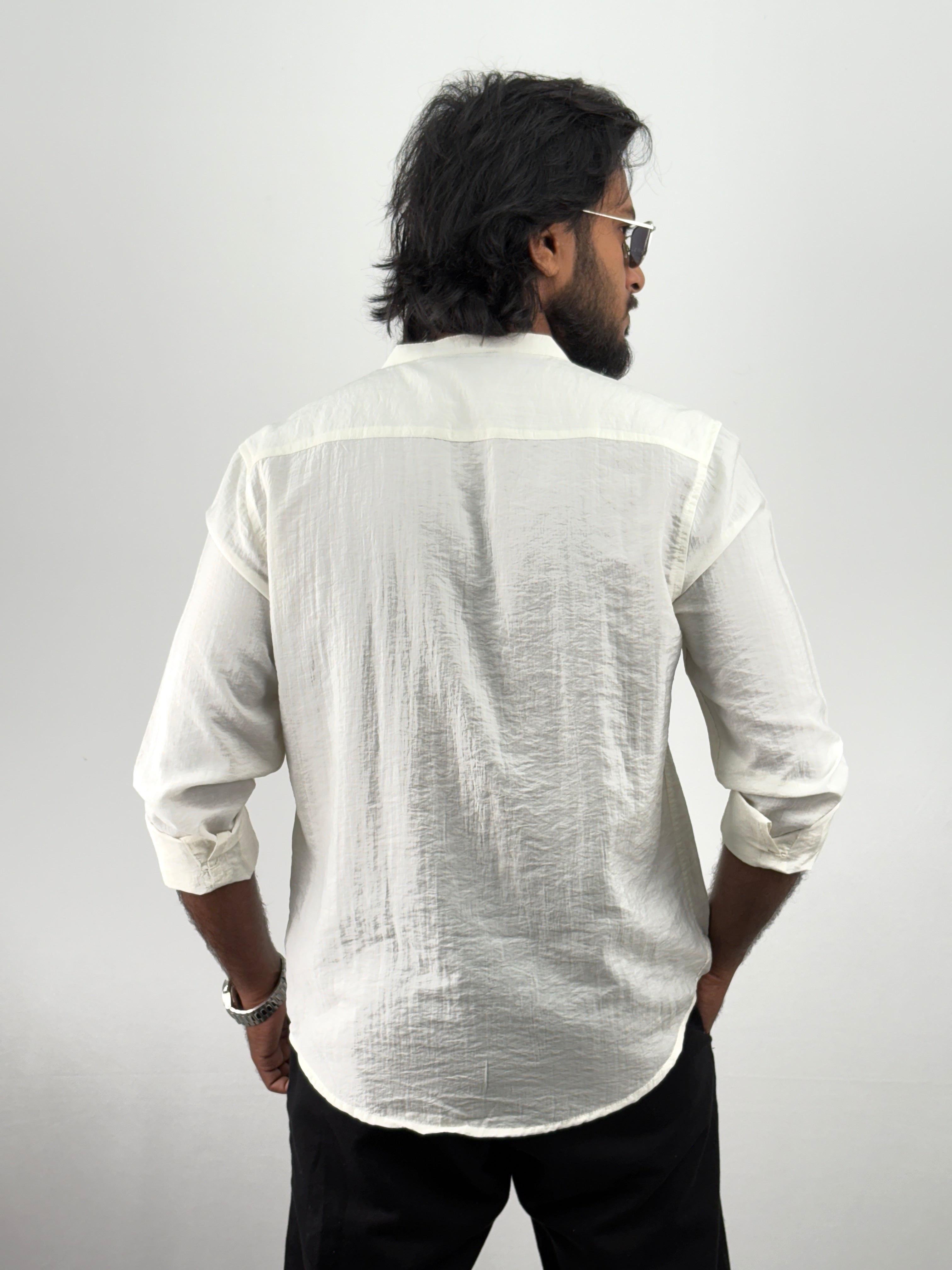 Cream IMP Mandarin Collar Shirts