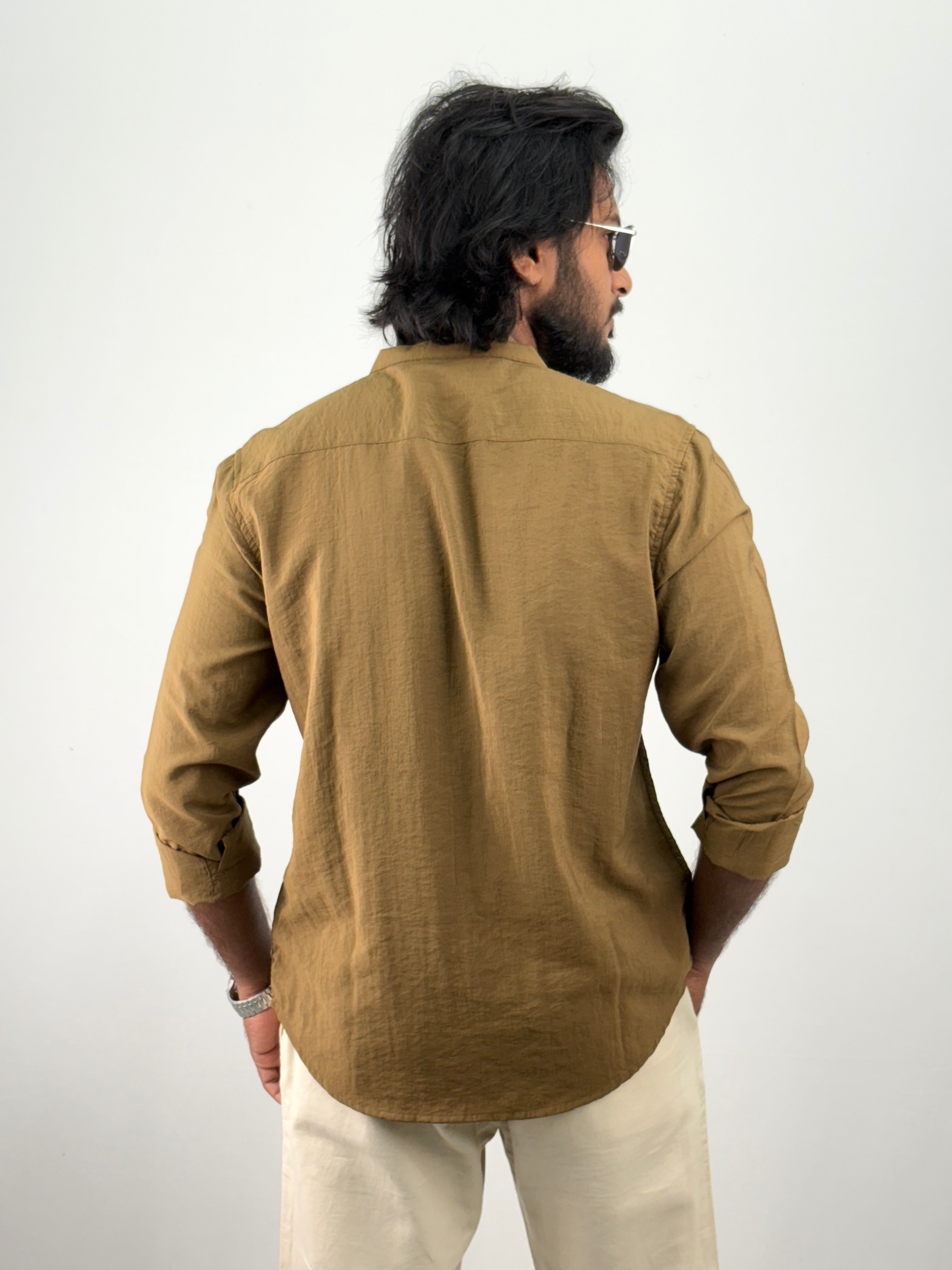 Brown IMP Mandarin Collar Shirts