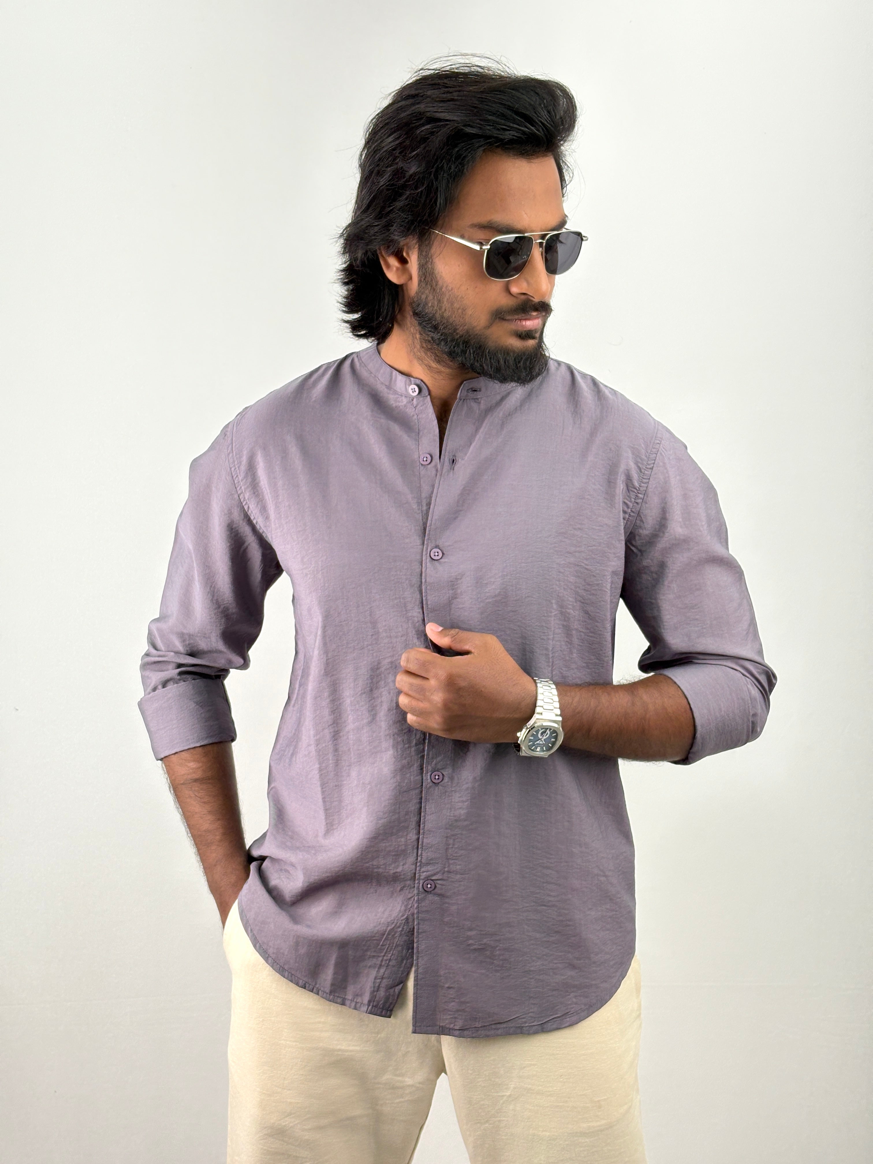 Lavender IMP Mandarin Collar Shirts