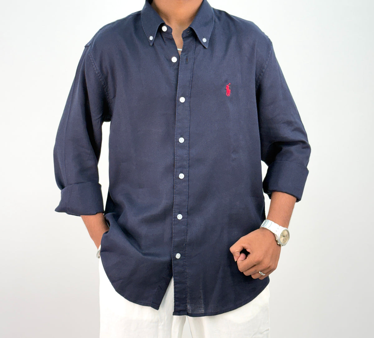 Navy Linen Shirt