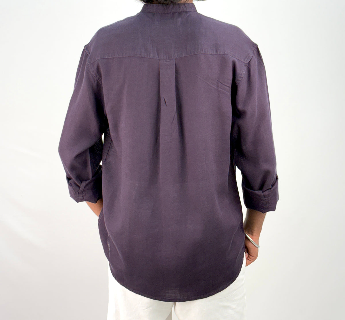 Violet Mandarin Collar Linen Shirt