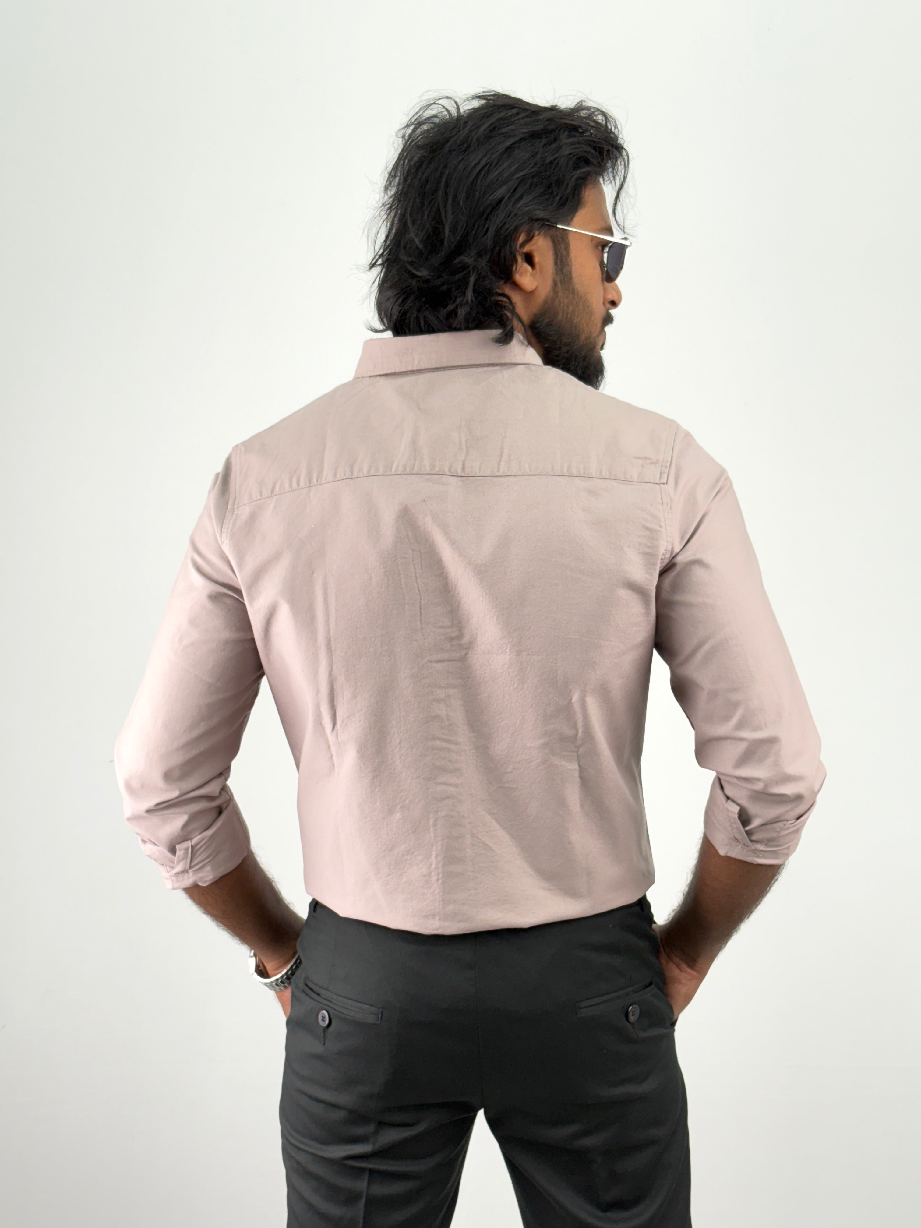 Dark Beige Plain Oxford Shirt 1
