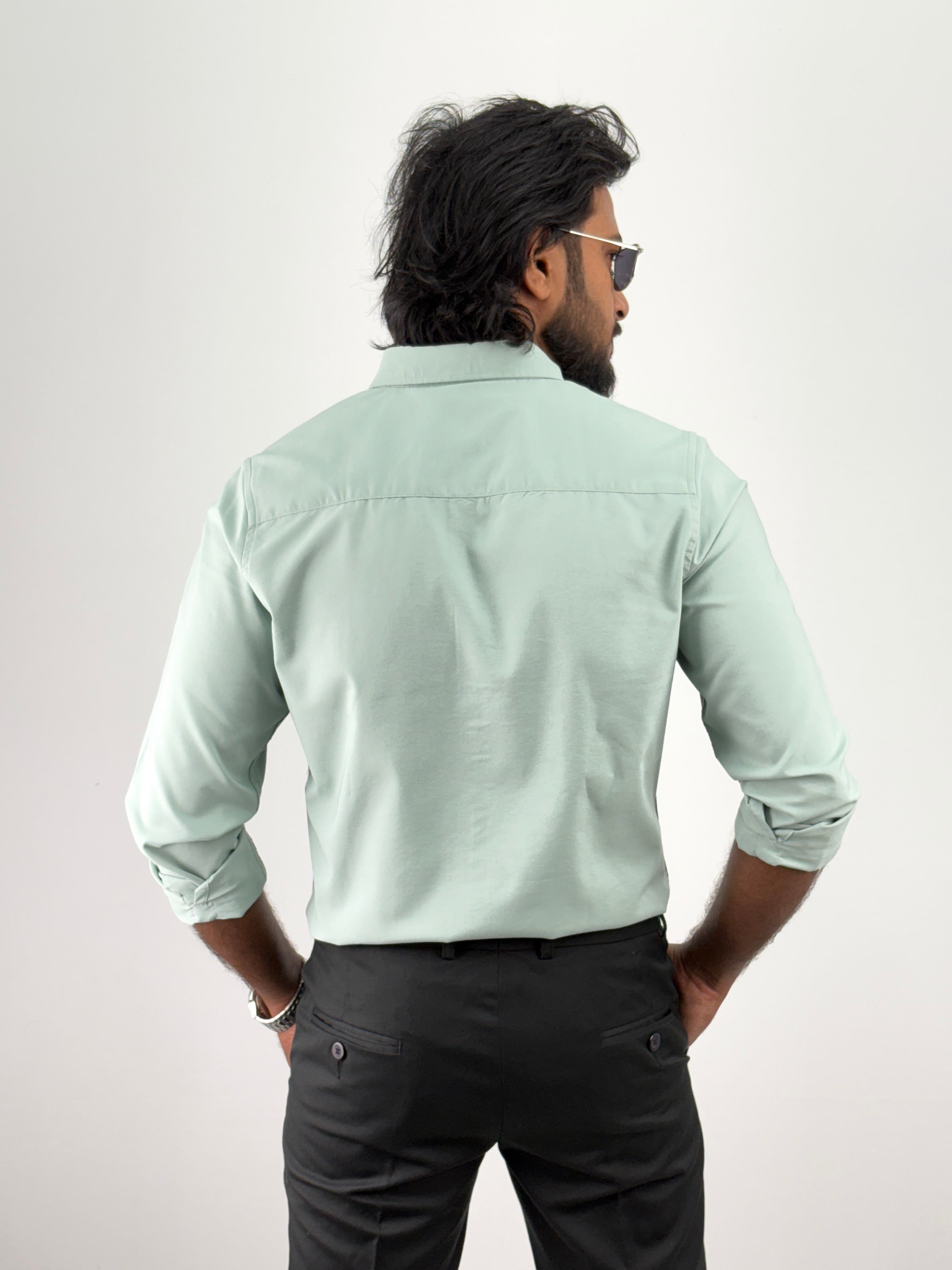 Light Green Plain Oxford Shirt 1