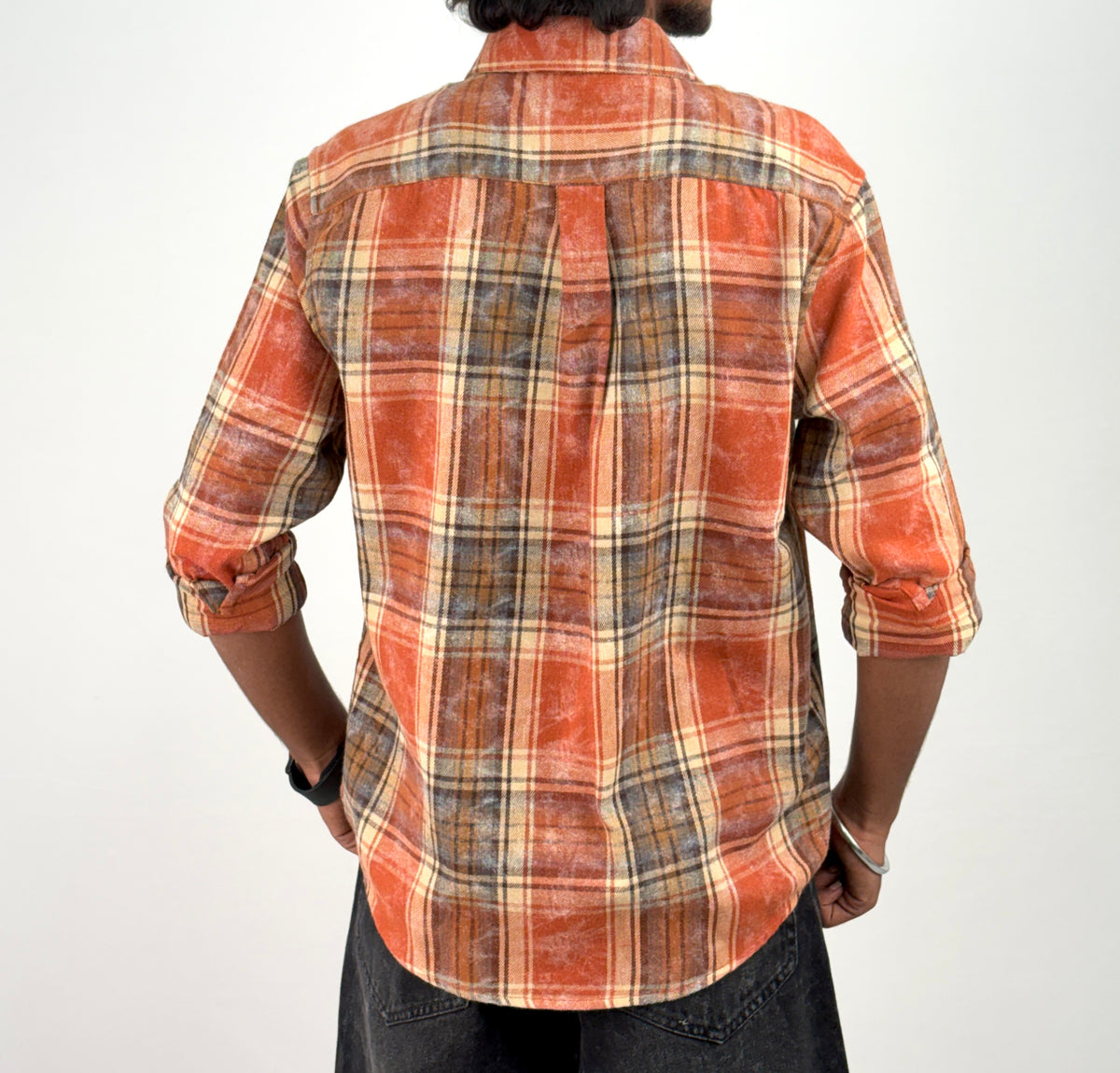 Orange Acid Wash Flannel Shirt