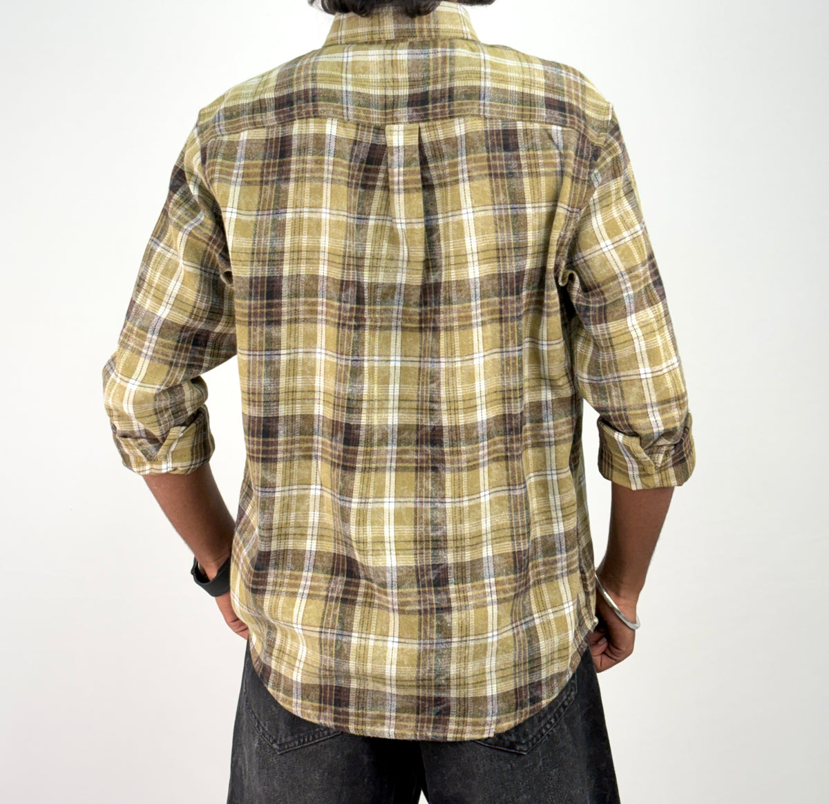 Olive Acid Wash Flannel Shirt