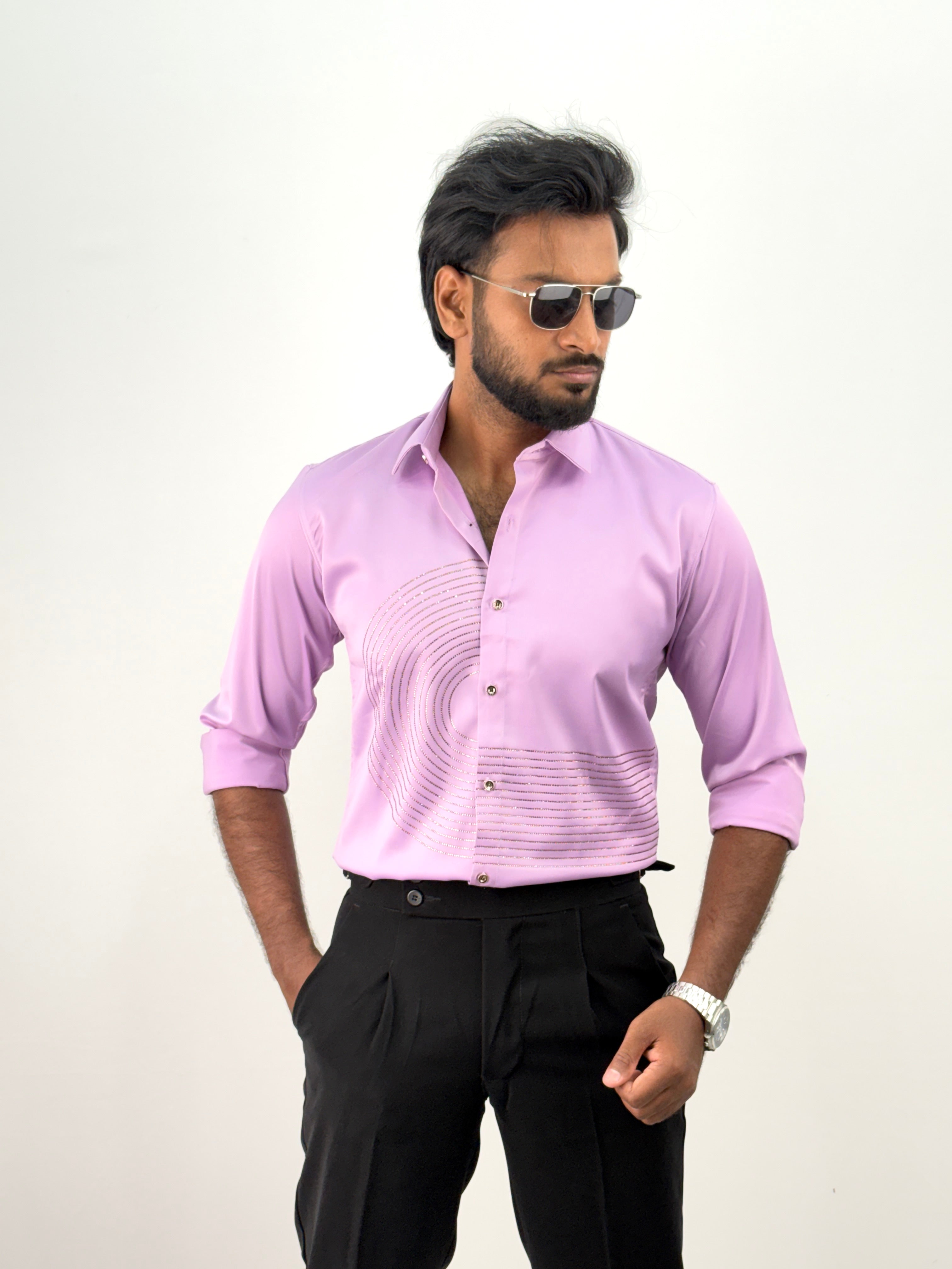 Pink Designer Stone Work Shirt 13