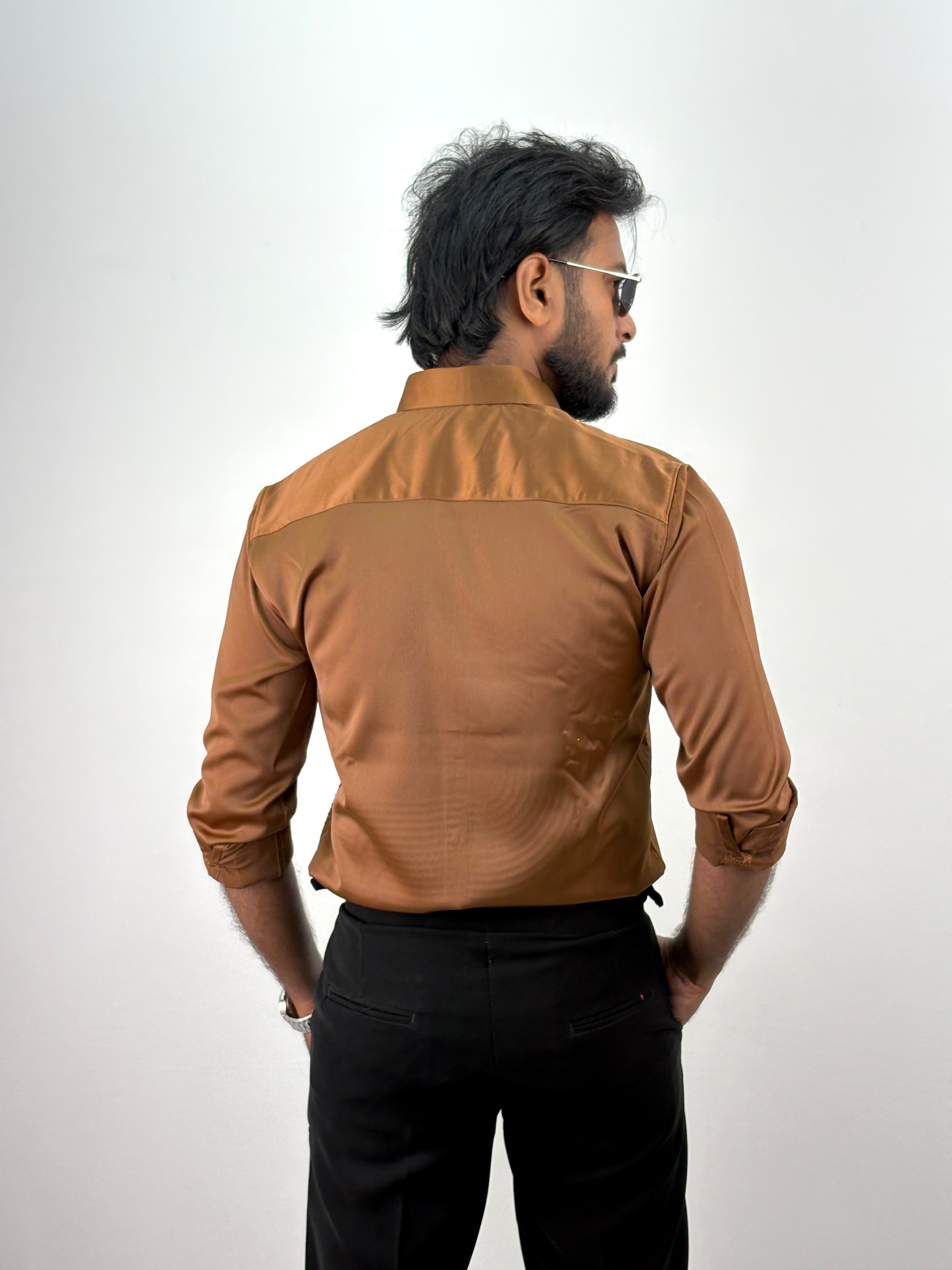 Brown Designer Stone Work Shirt 13