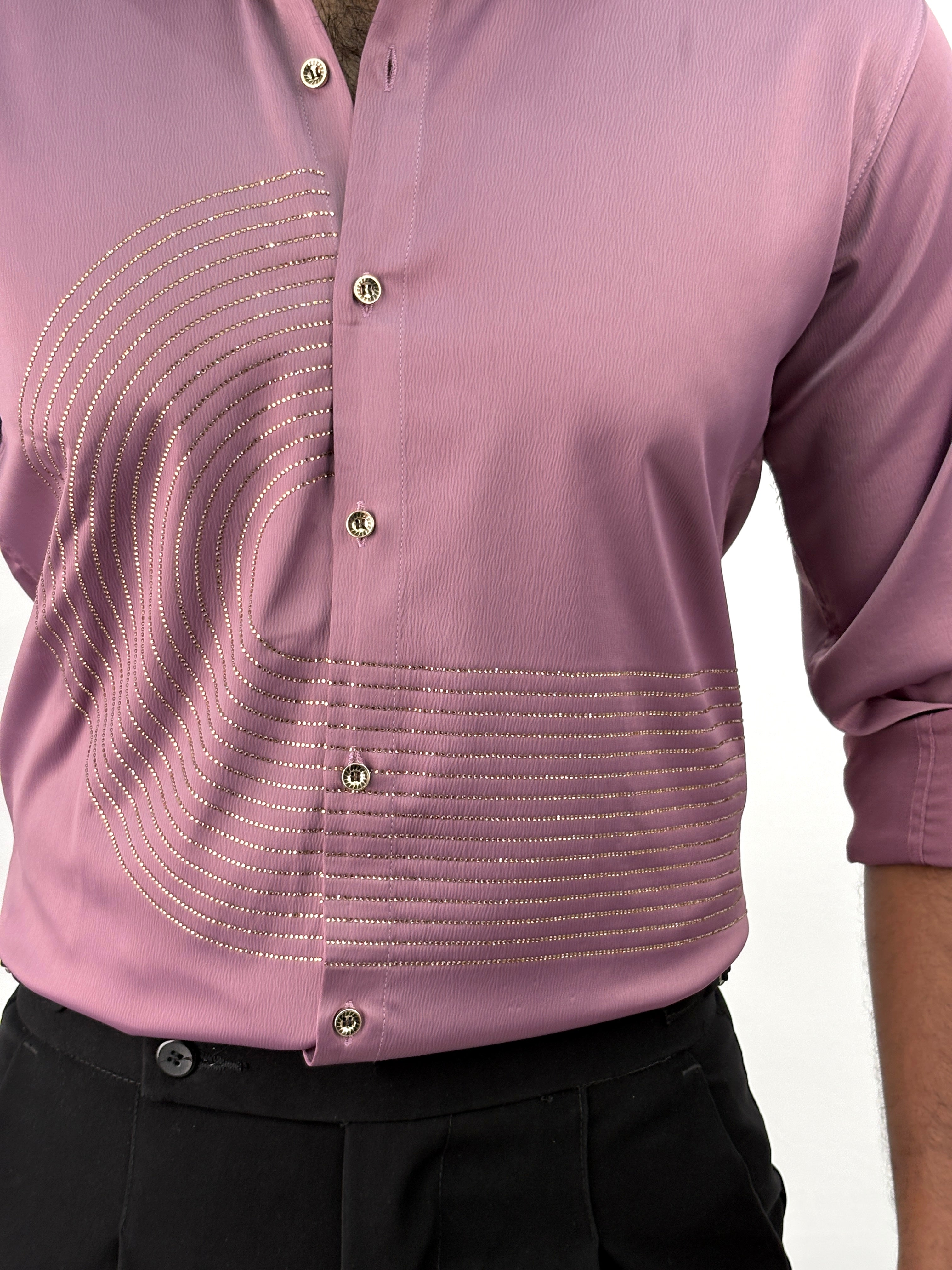 Mauve Designer Stone Work Shirt 13