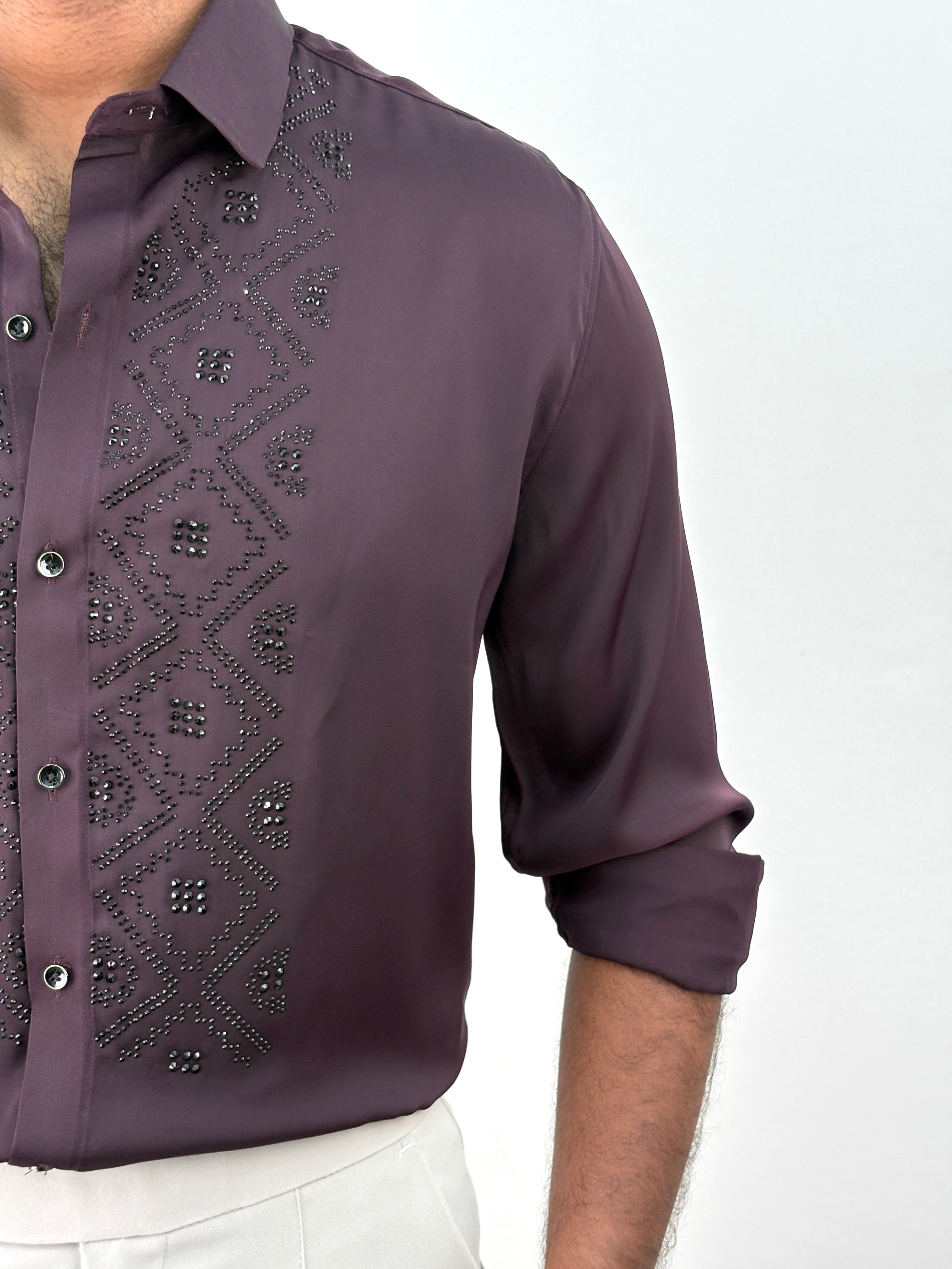 Wine Designer Stone Work Shirt 13