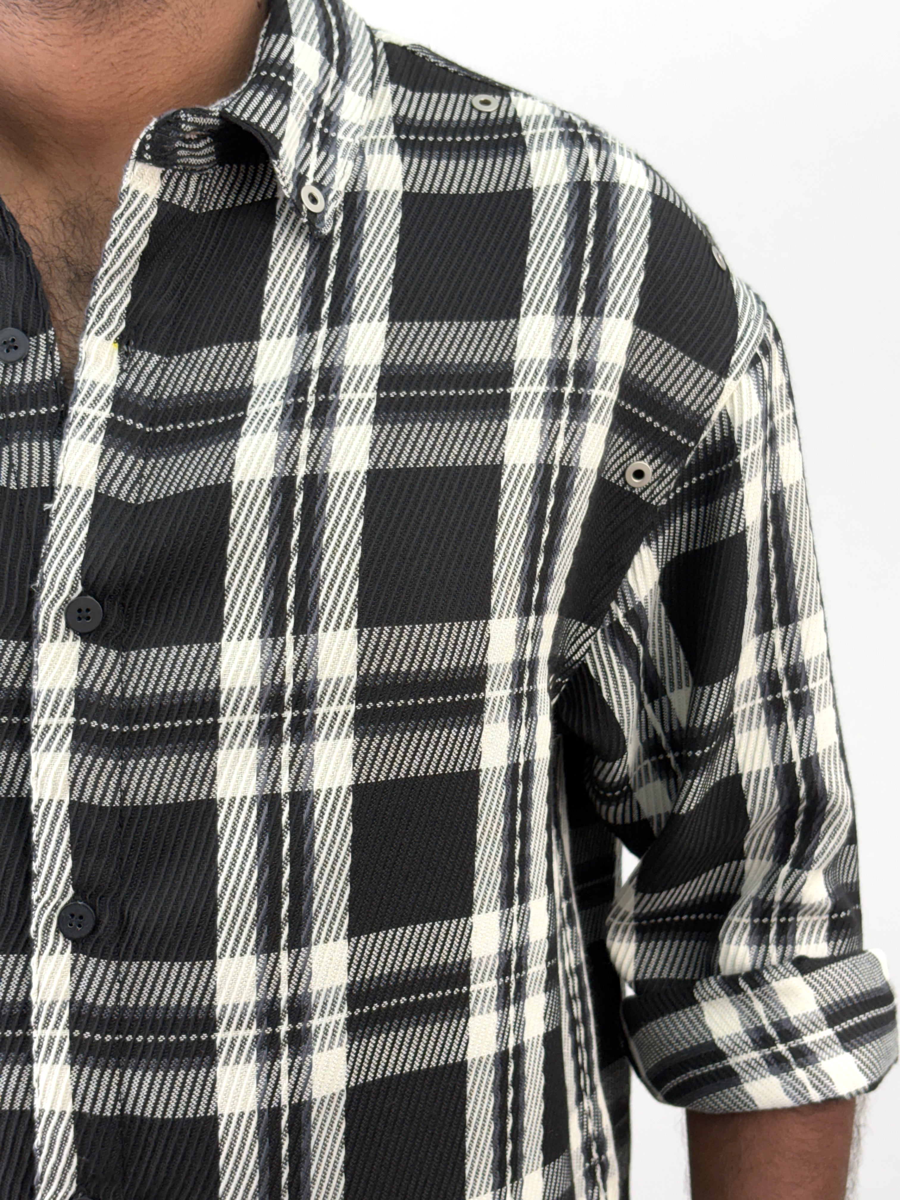 Black Relaxed Fit Flannel Shirt