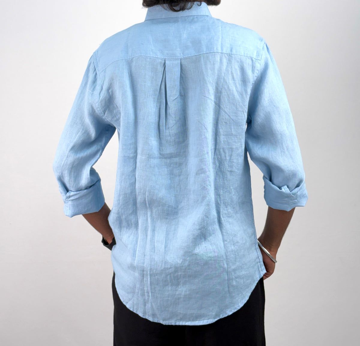 Ice Blue Pure Linen Shirt 1