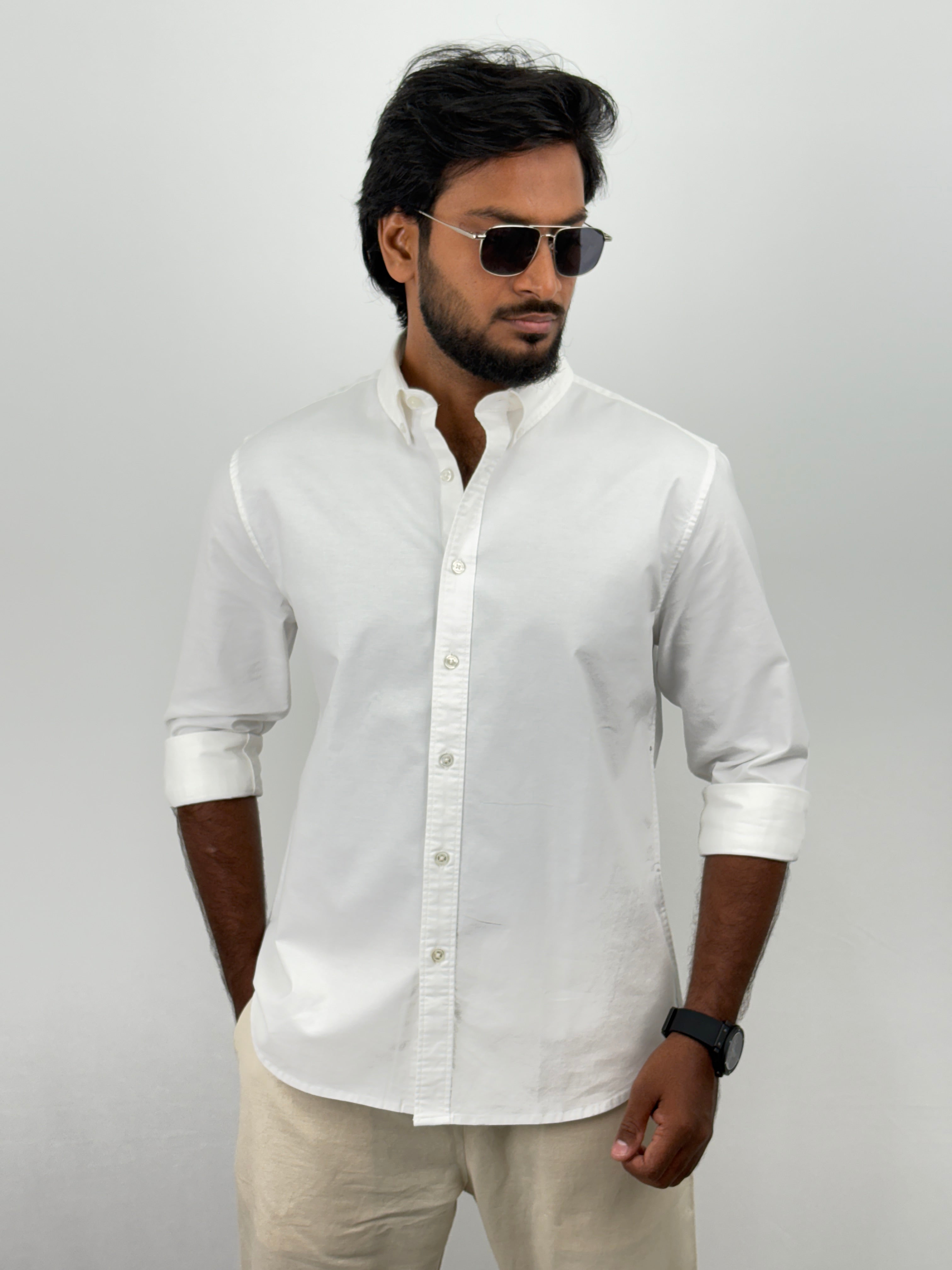 White Elbow Patch Shirt