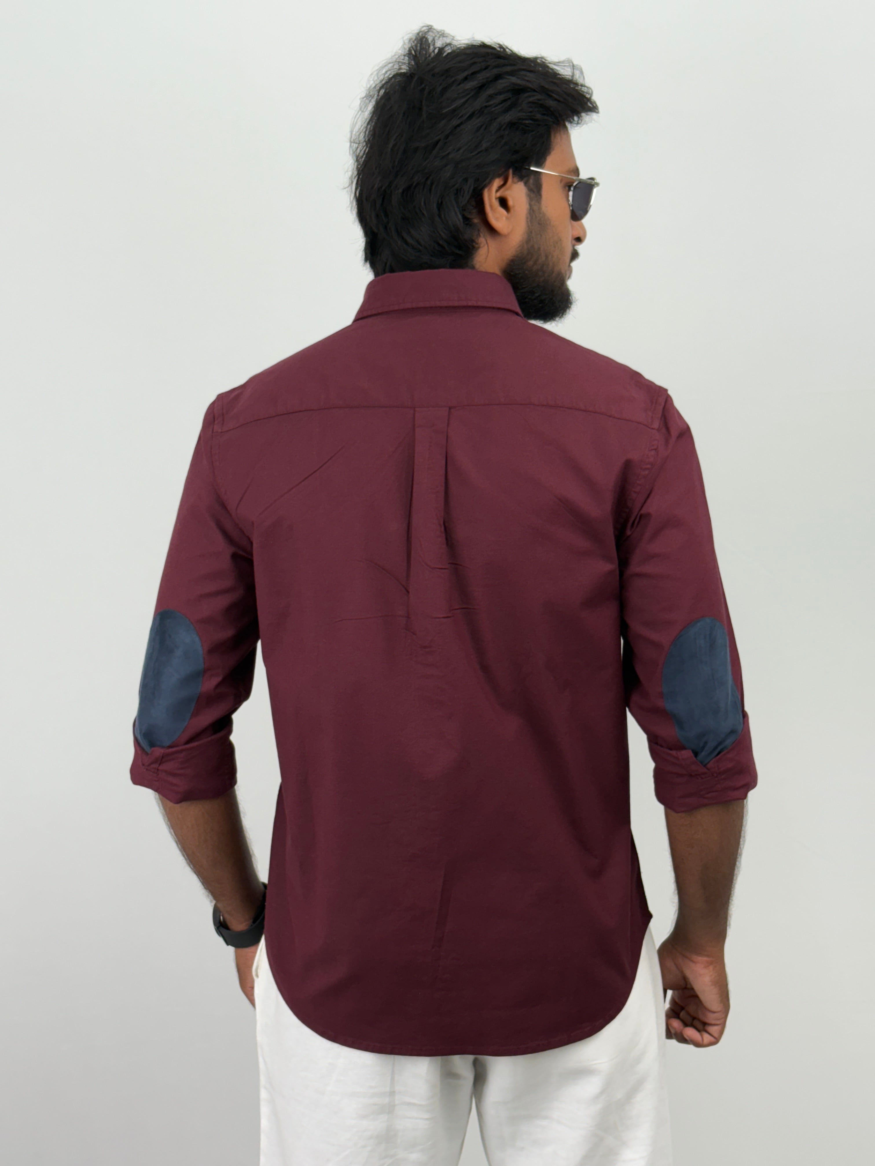 Maroon Elbow Patch Shirt