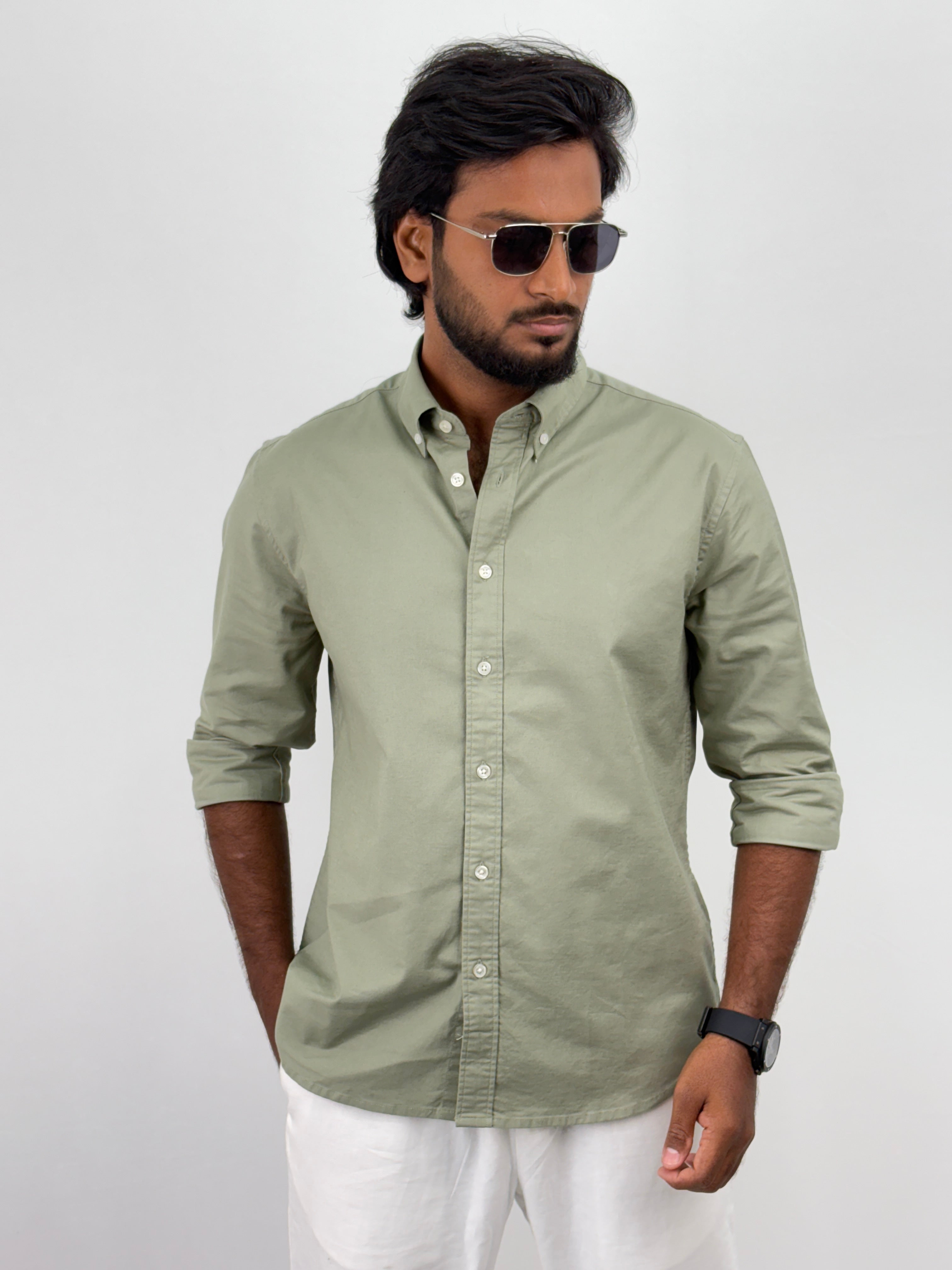 Slate Green Elbow Patch Shirt