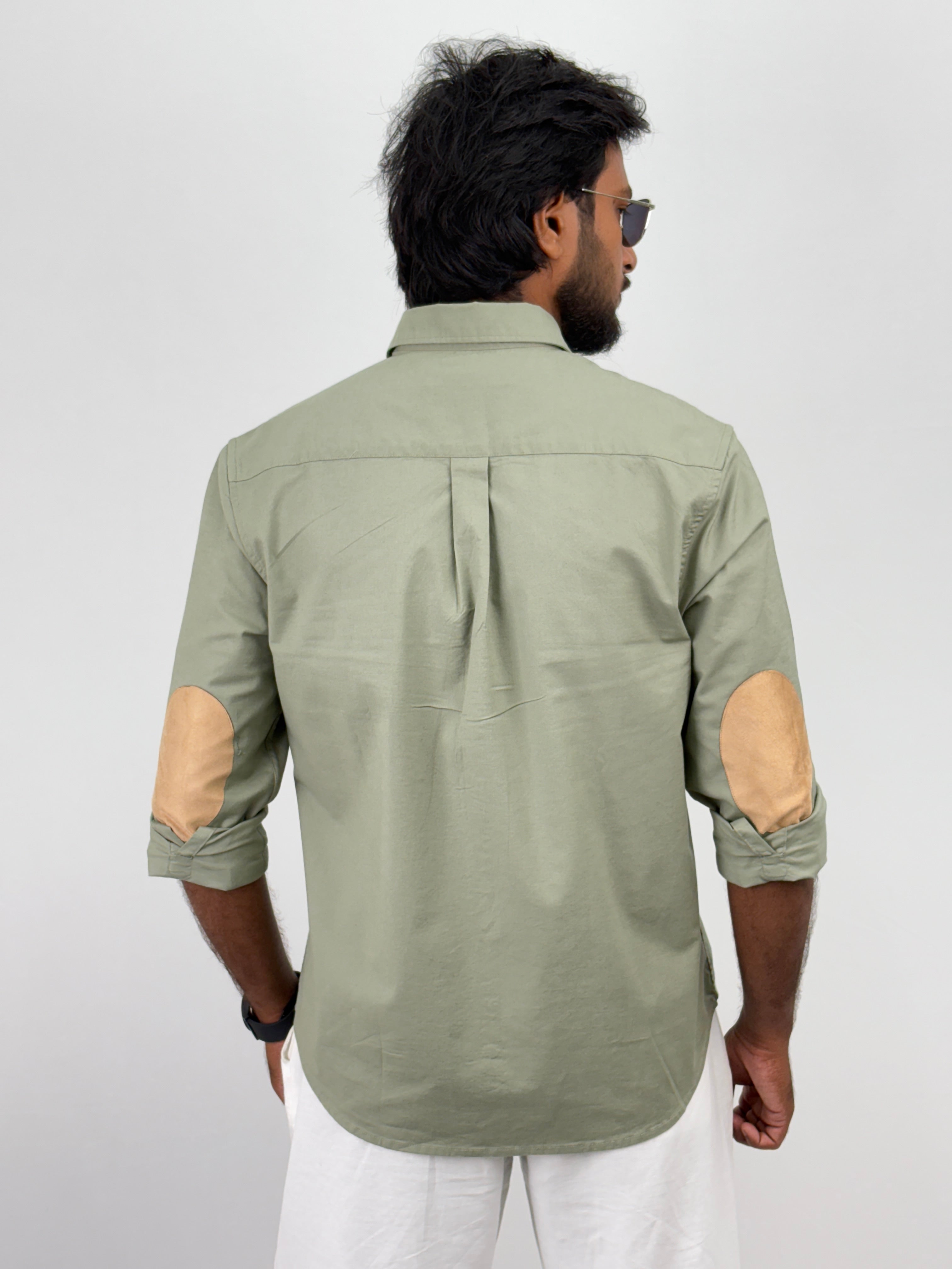Slate Green Elbow Patch Shirt