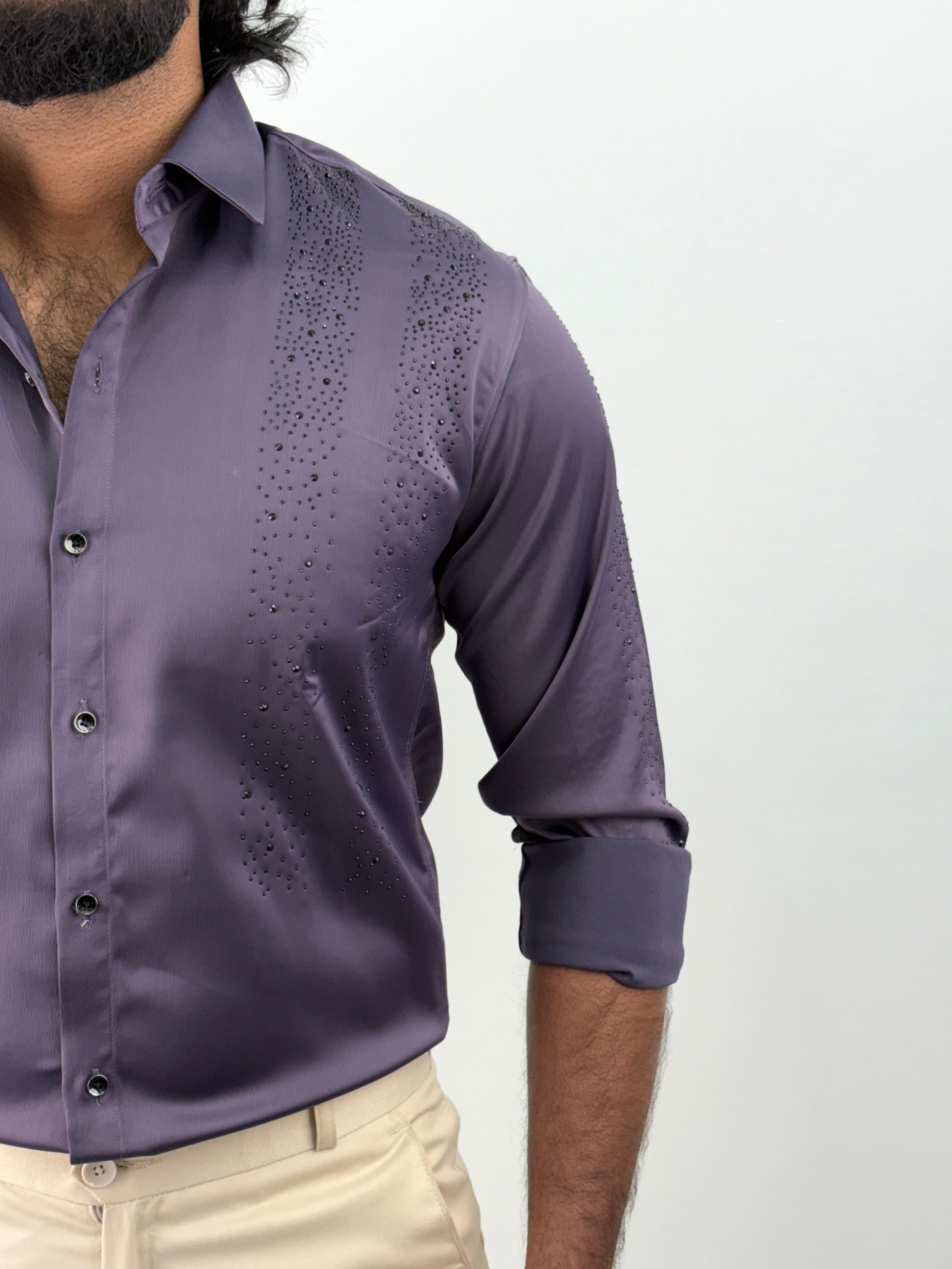 Lavender Designer Stone Work Shirt 5