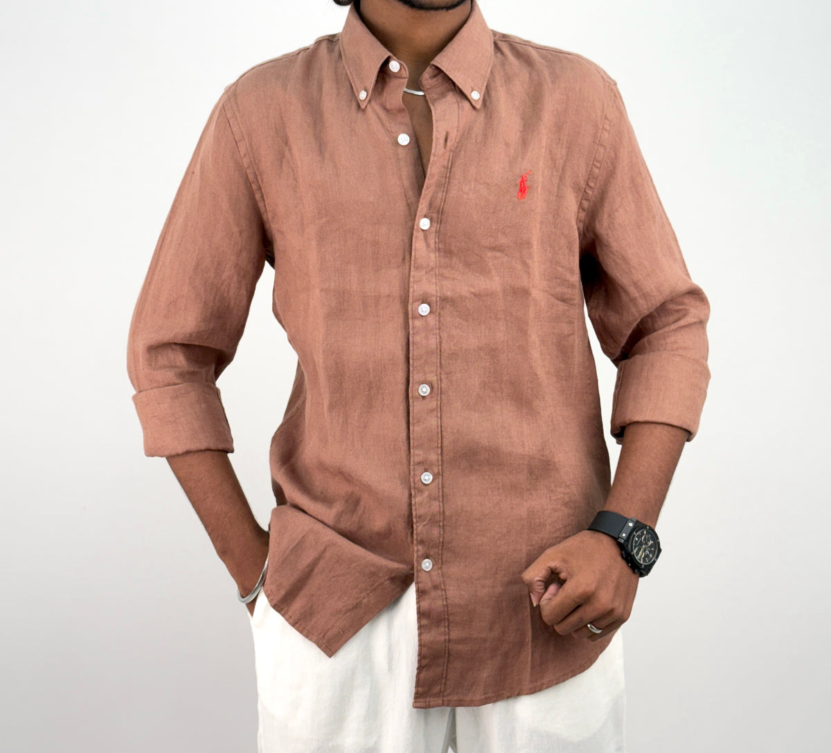 Rust Pure Linen Shirt 1