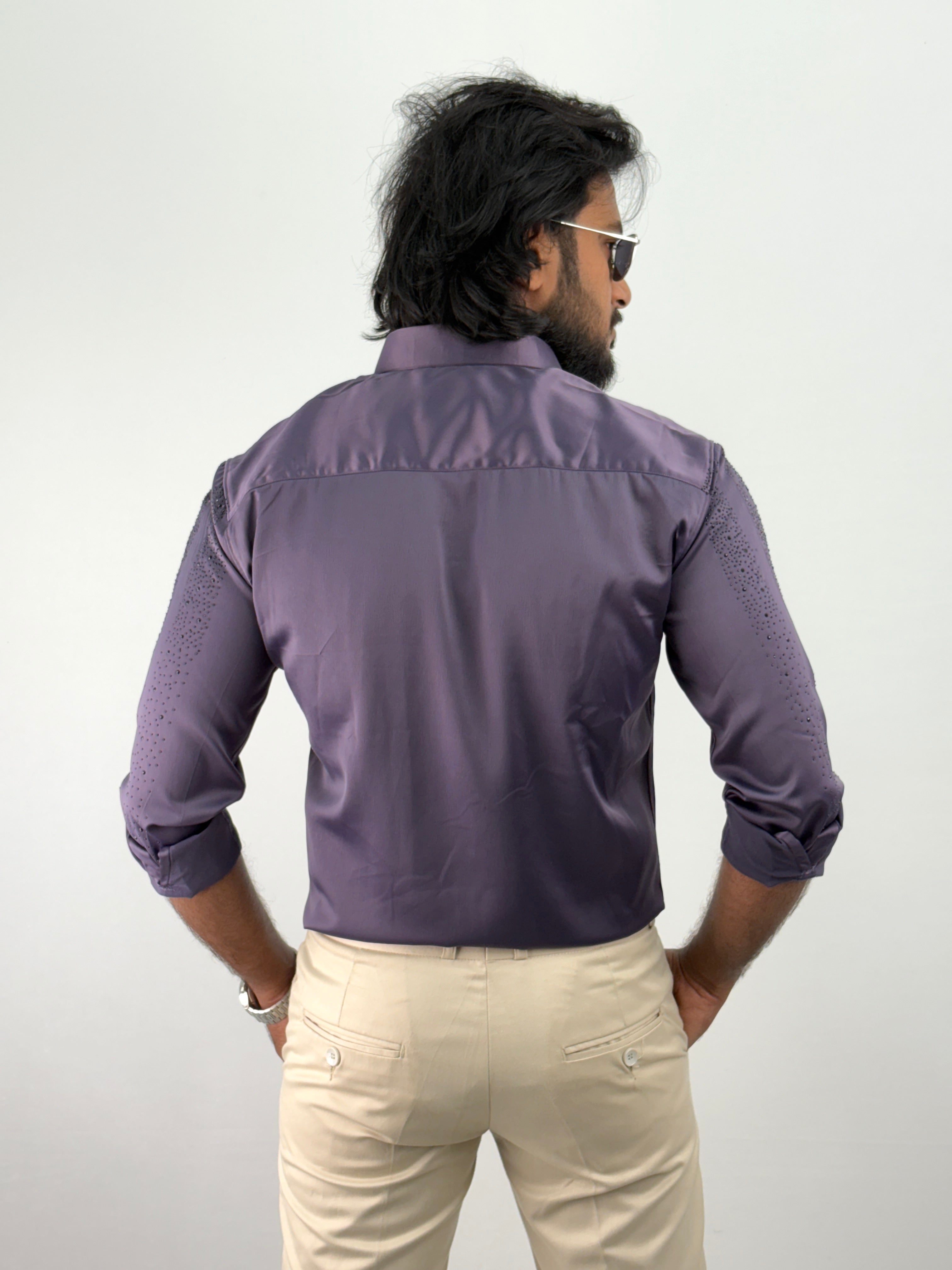 Lavender Designer Stone Work Shirt 5