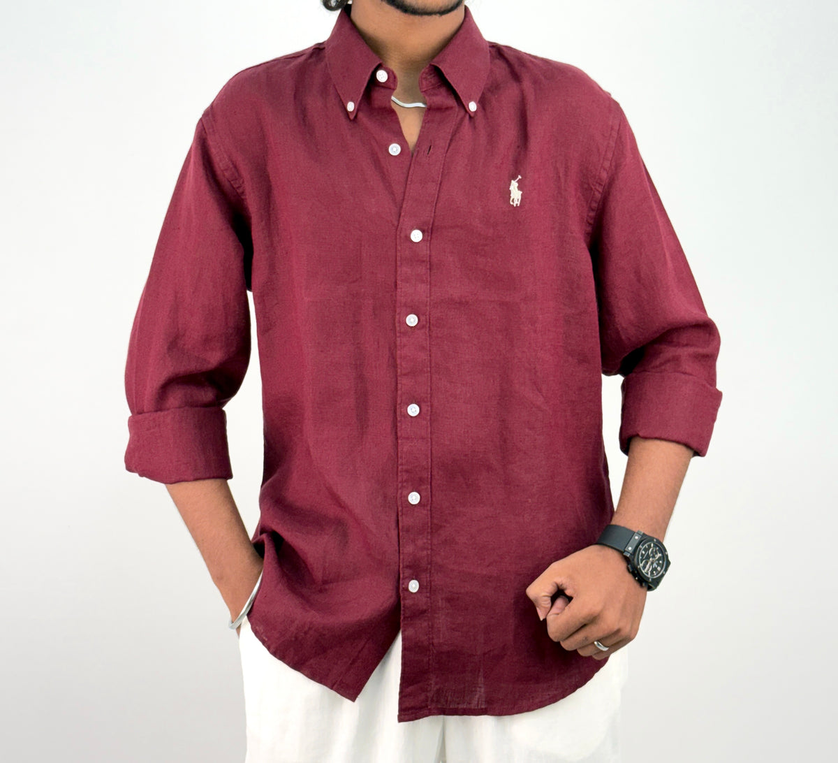 Maroon Pure Linen Shirt 1