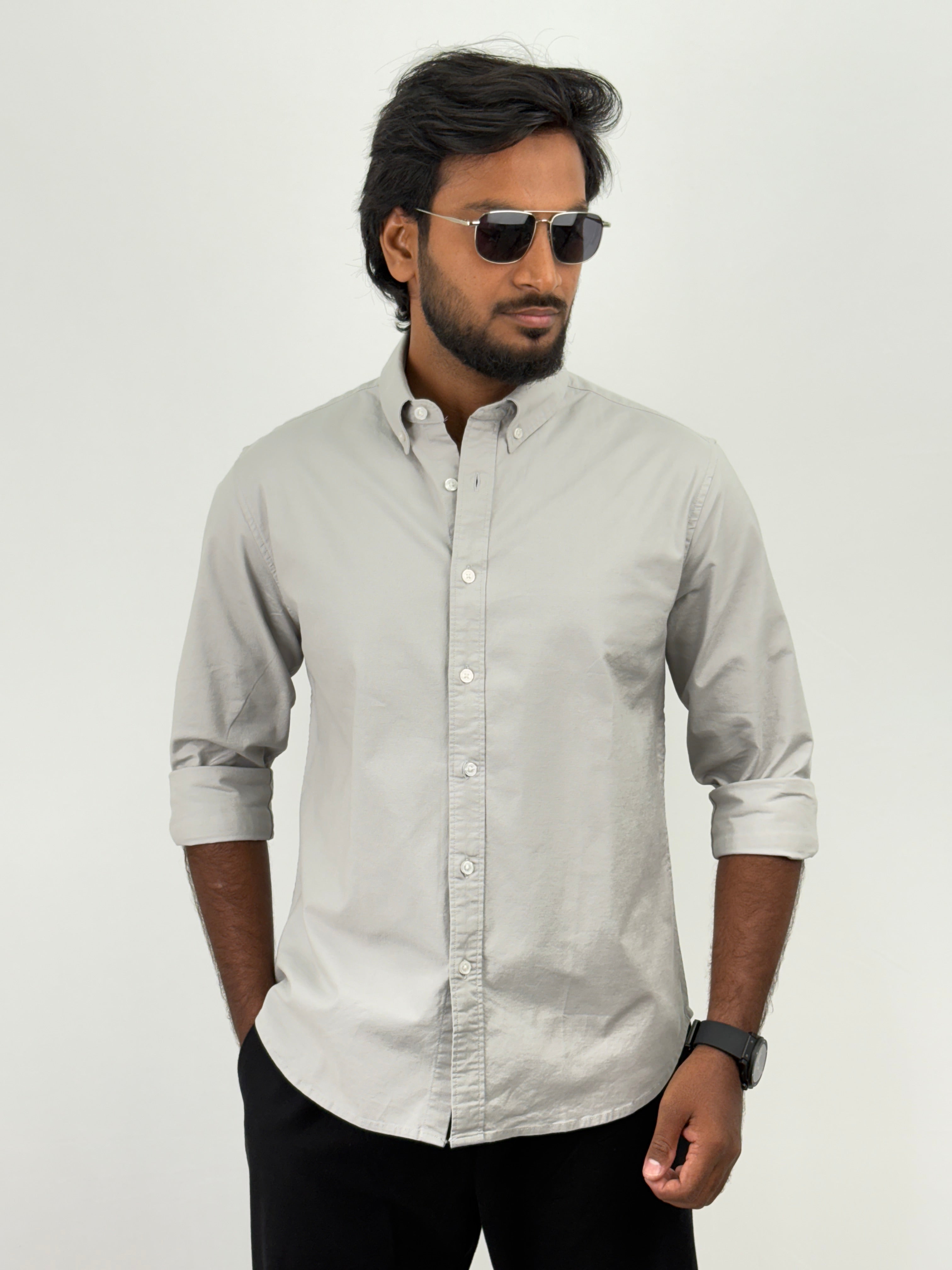 Light Grey Elbow Patch Shirt