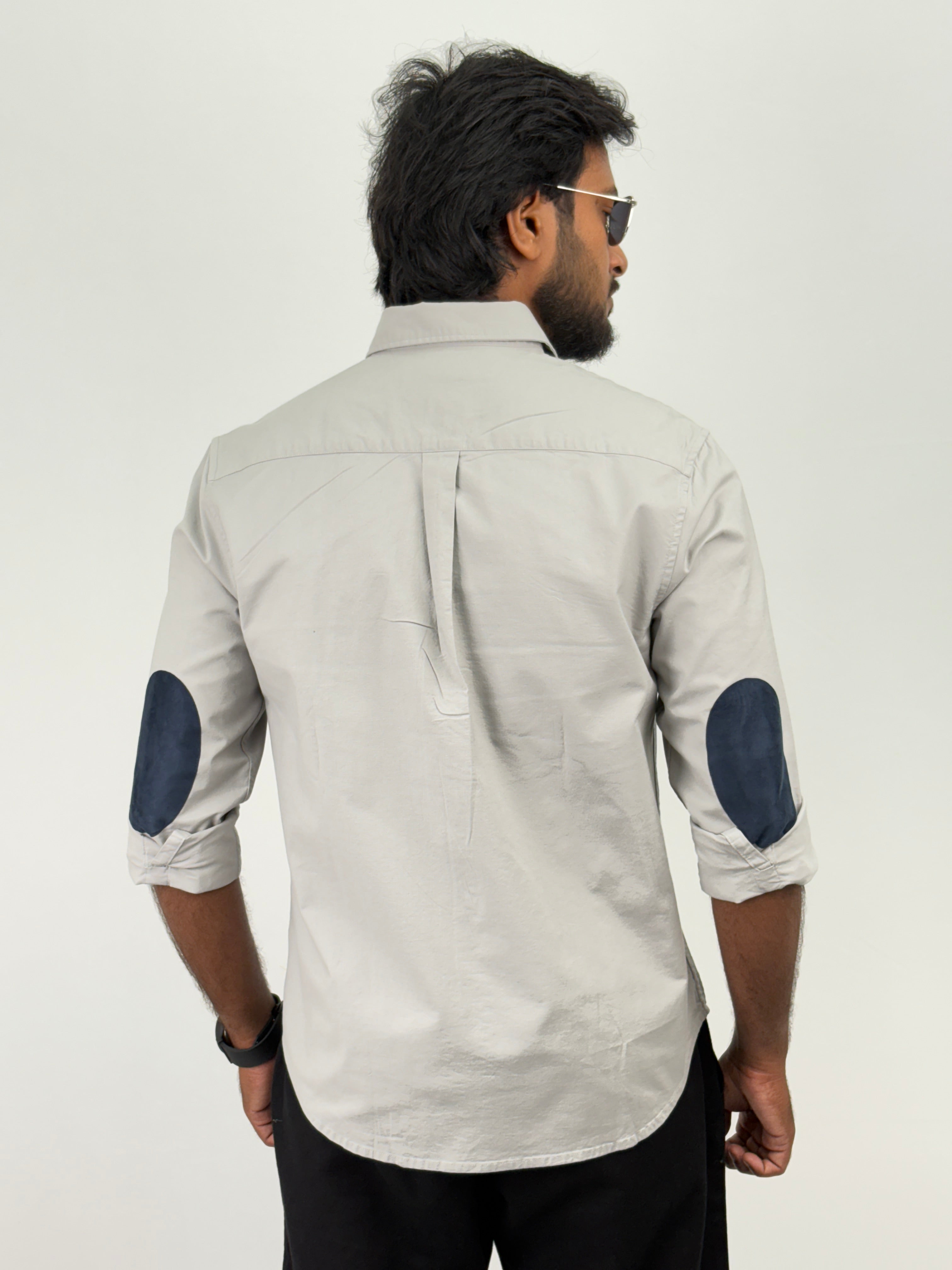 Light Grey Elbow Patch Shirt