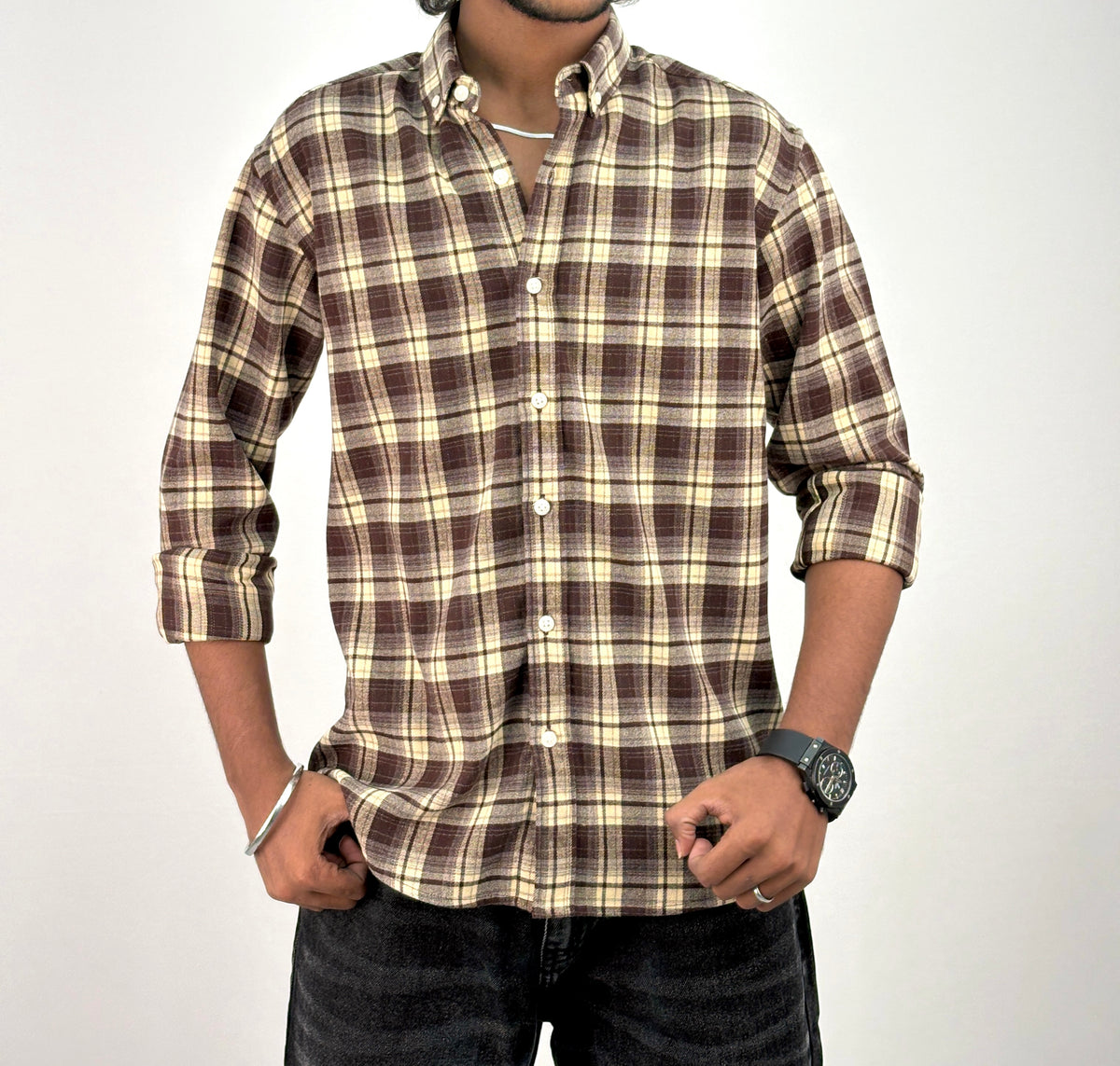 Brown Beige IMP Flannel Shirt 7