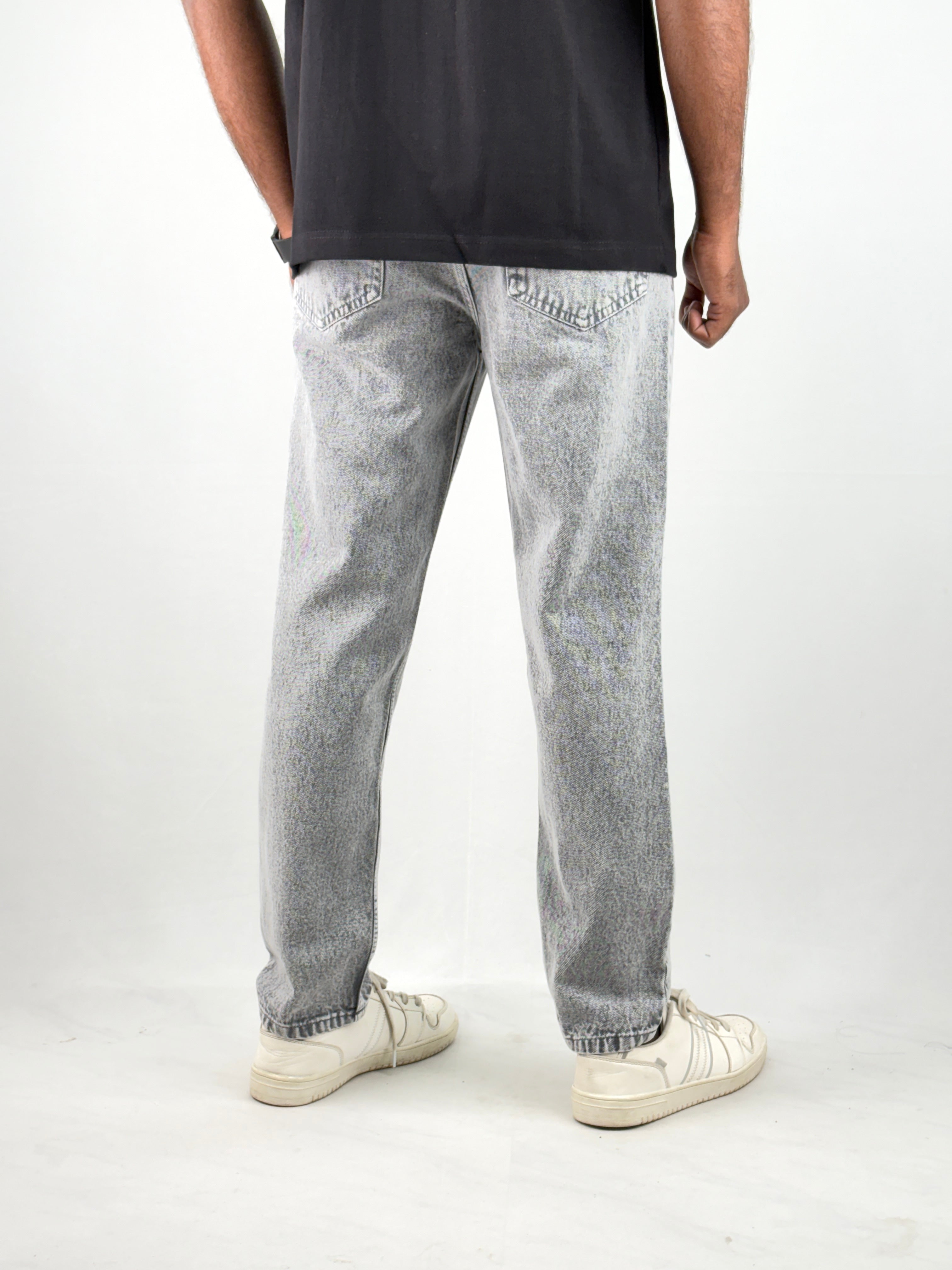 Light Grey Acid Wash Semi Baggy Jean