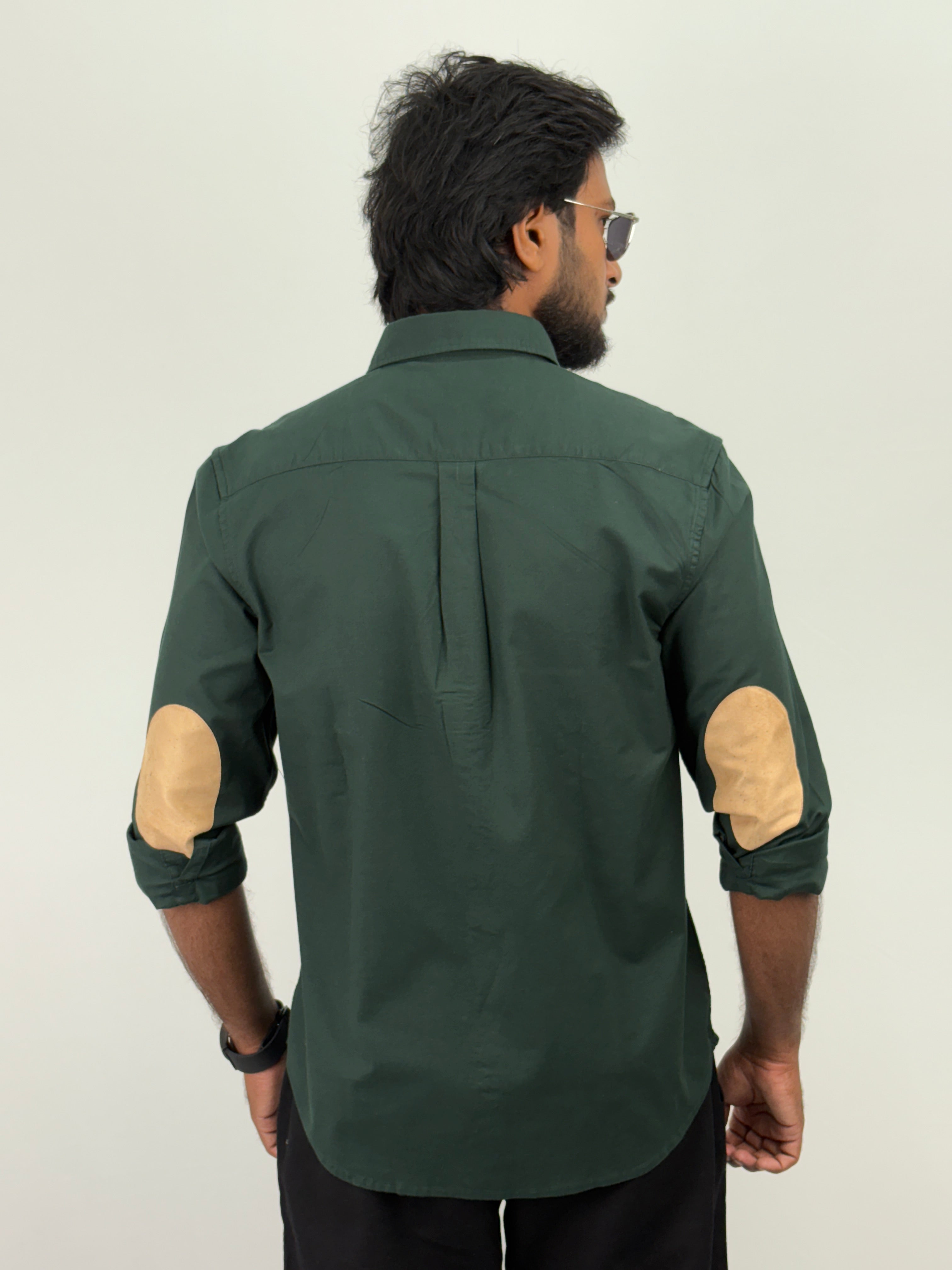 Dark Green Elbow Patch Shirt