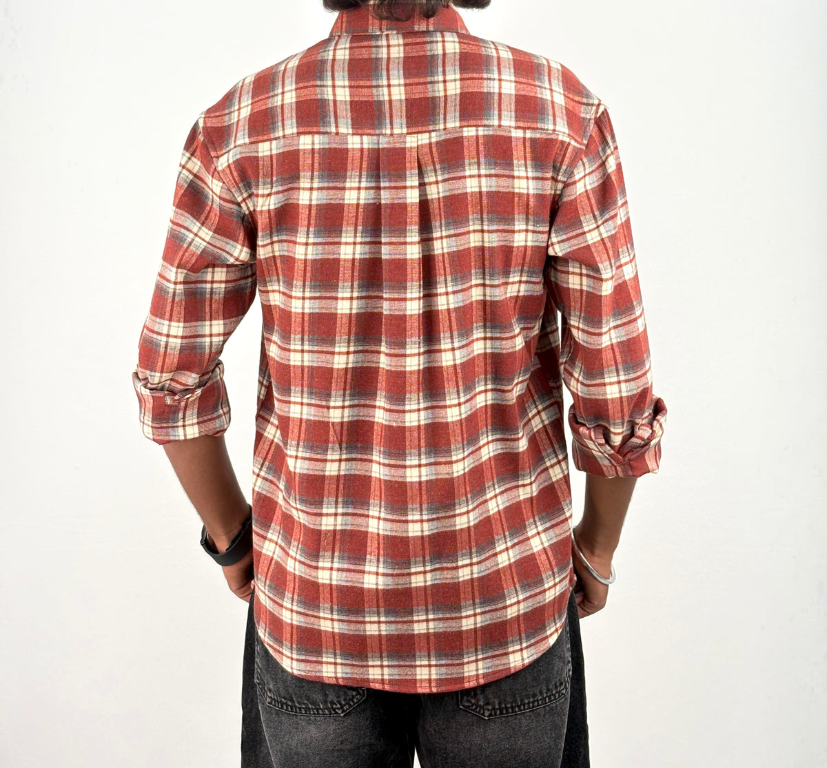 Beige Red IMP Flannel Shirt 7