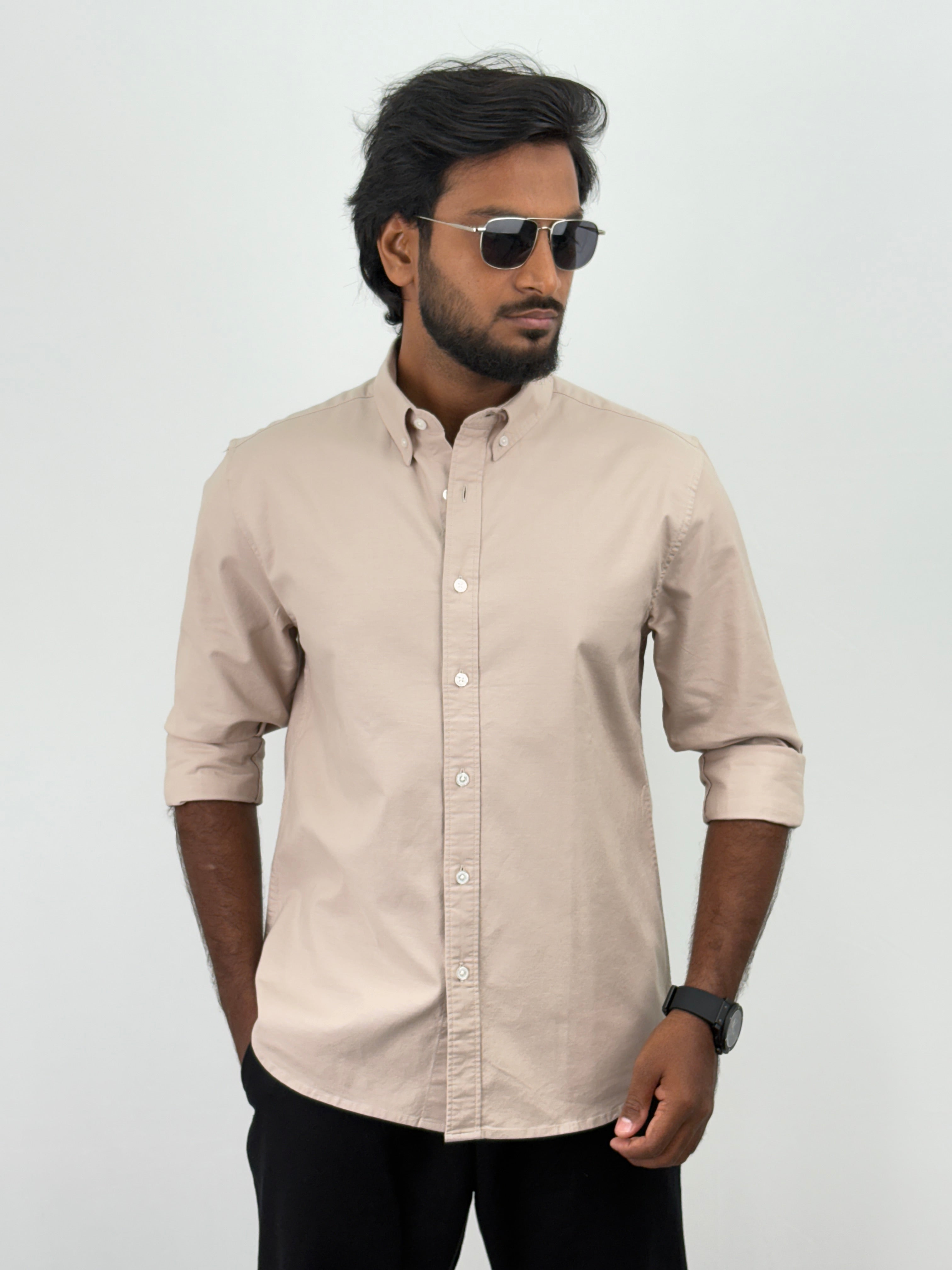 Beige Elbow Patch Shirt
