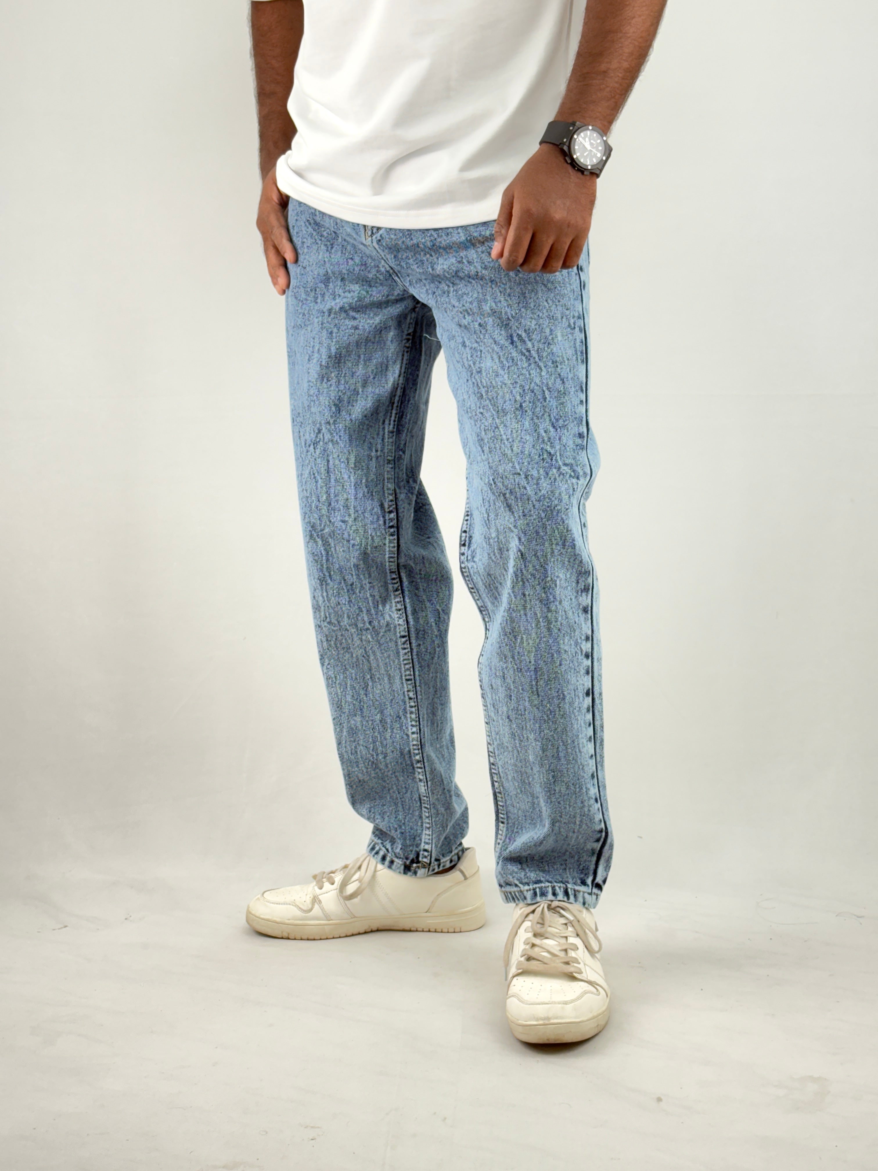 Blue Acid Wash Semi Baggy Jean