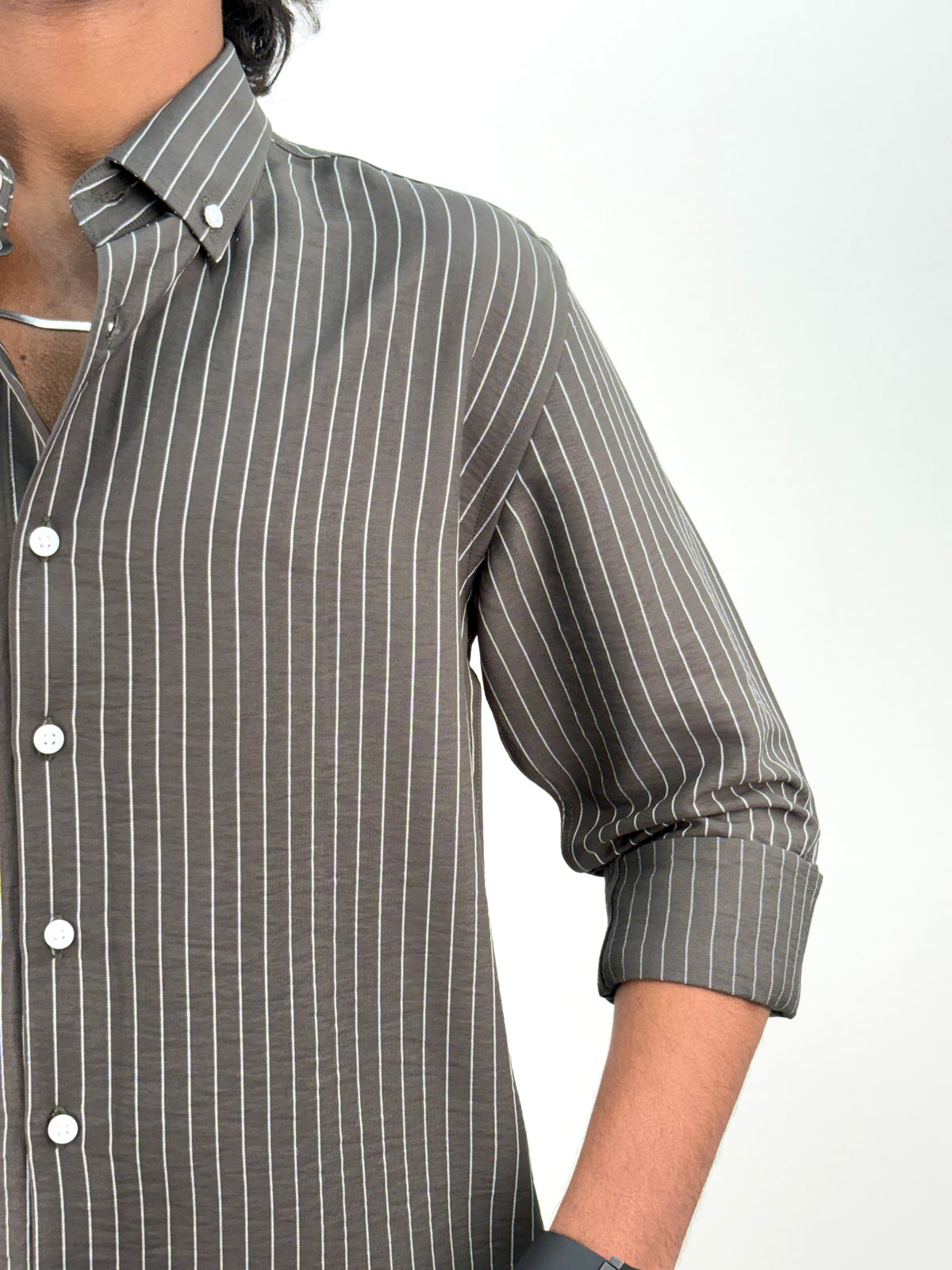 Dark Green IMP Stripe Shirt 1