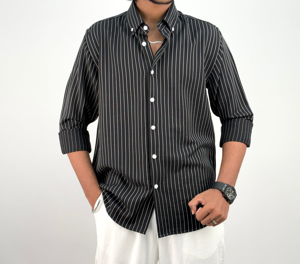 Black IMP Stripe Shirt 1