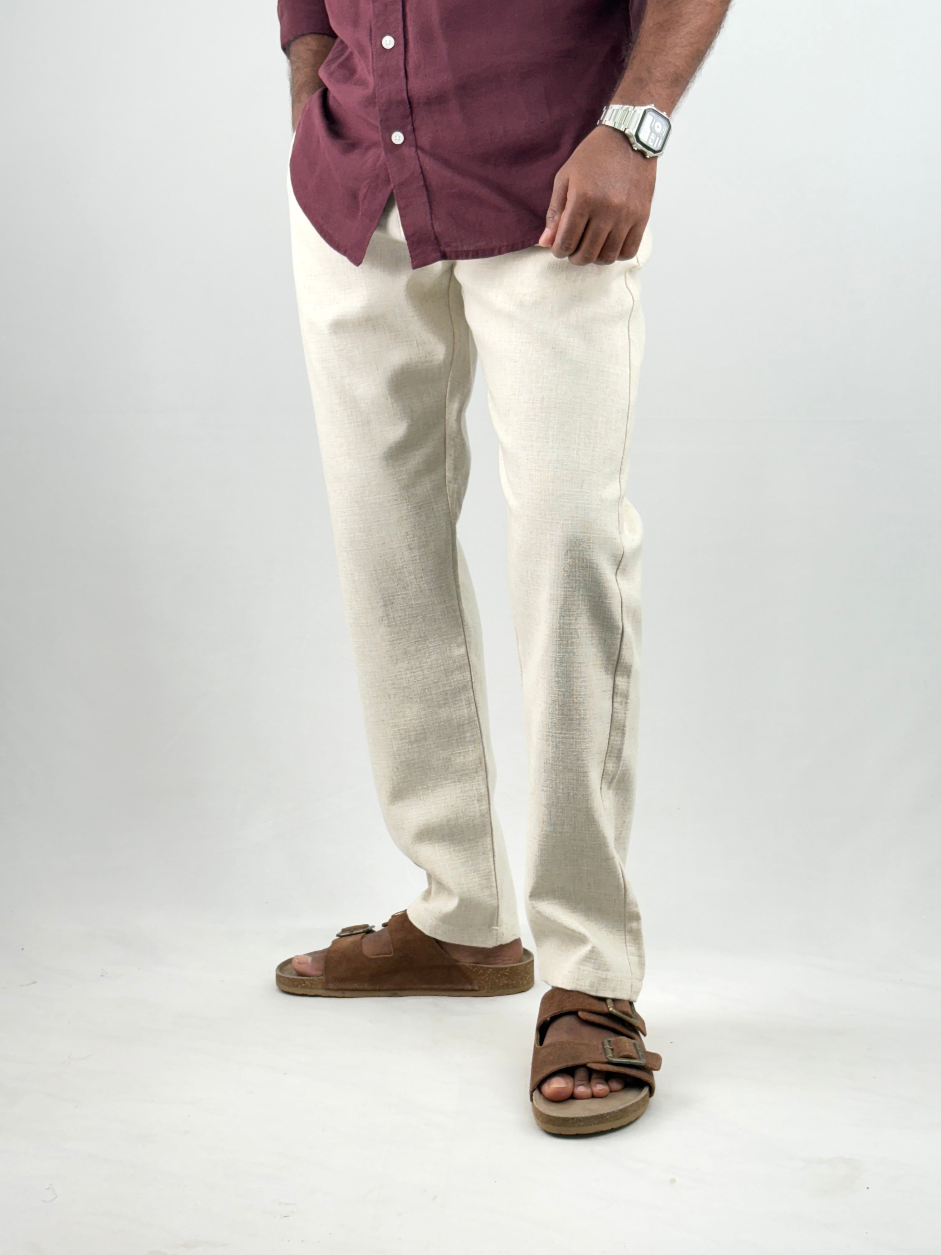 Beige Linen Trouser