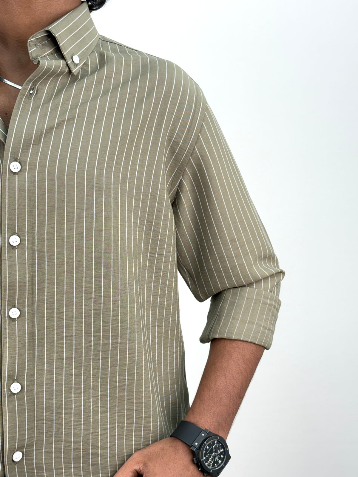 Olive IMP Stripe Shirt 1