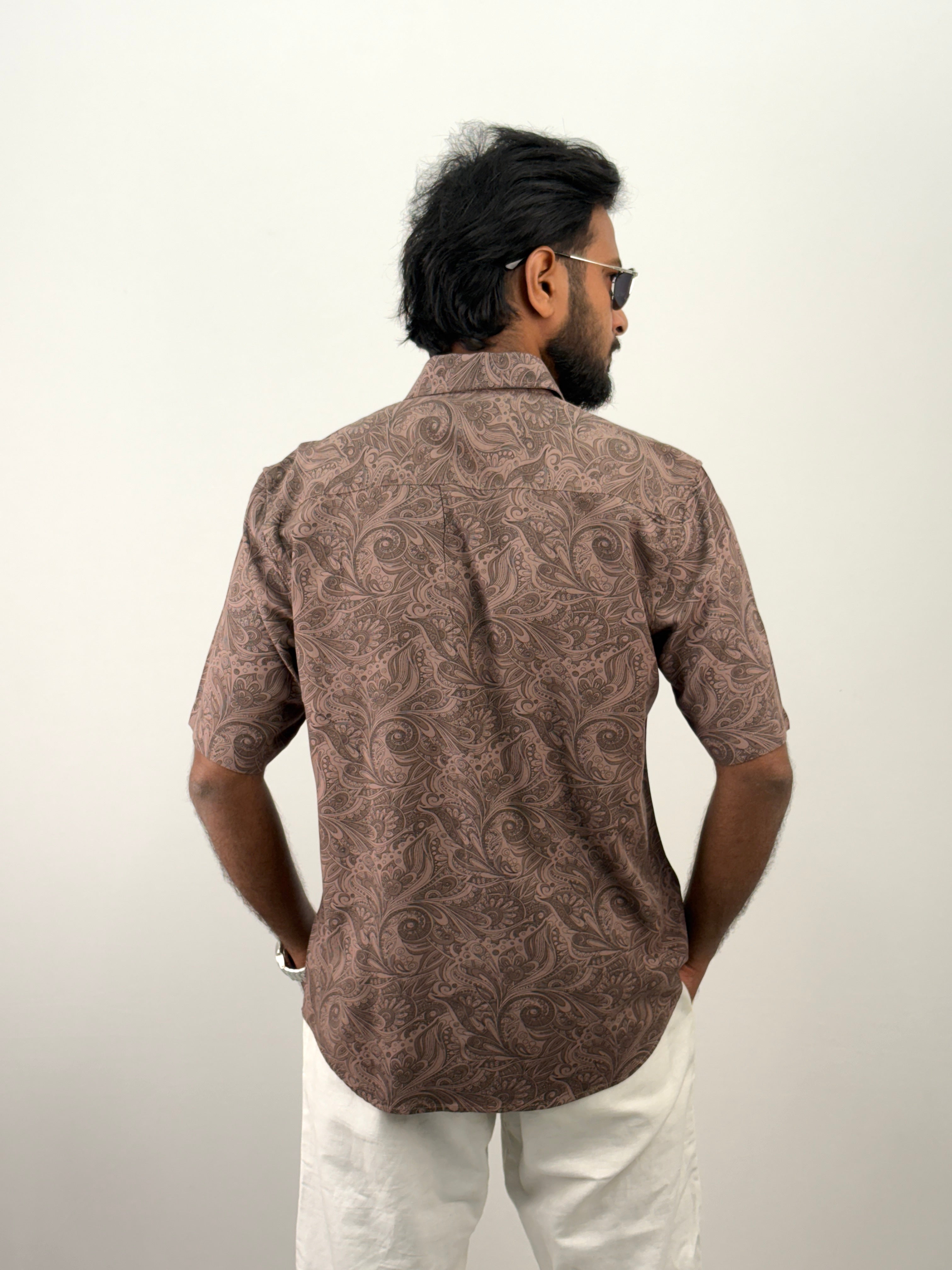 Brown Half Sleeve Printed Shirt