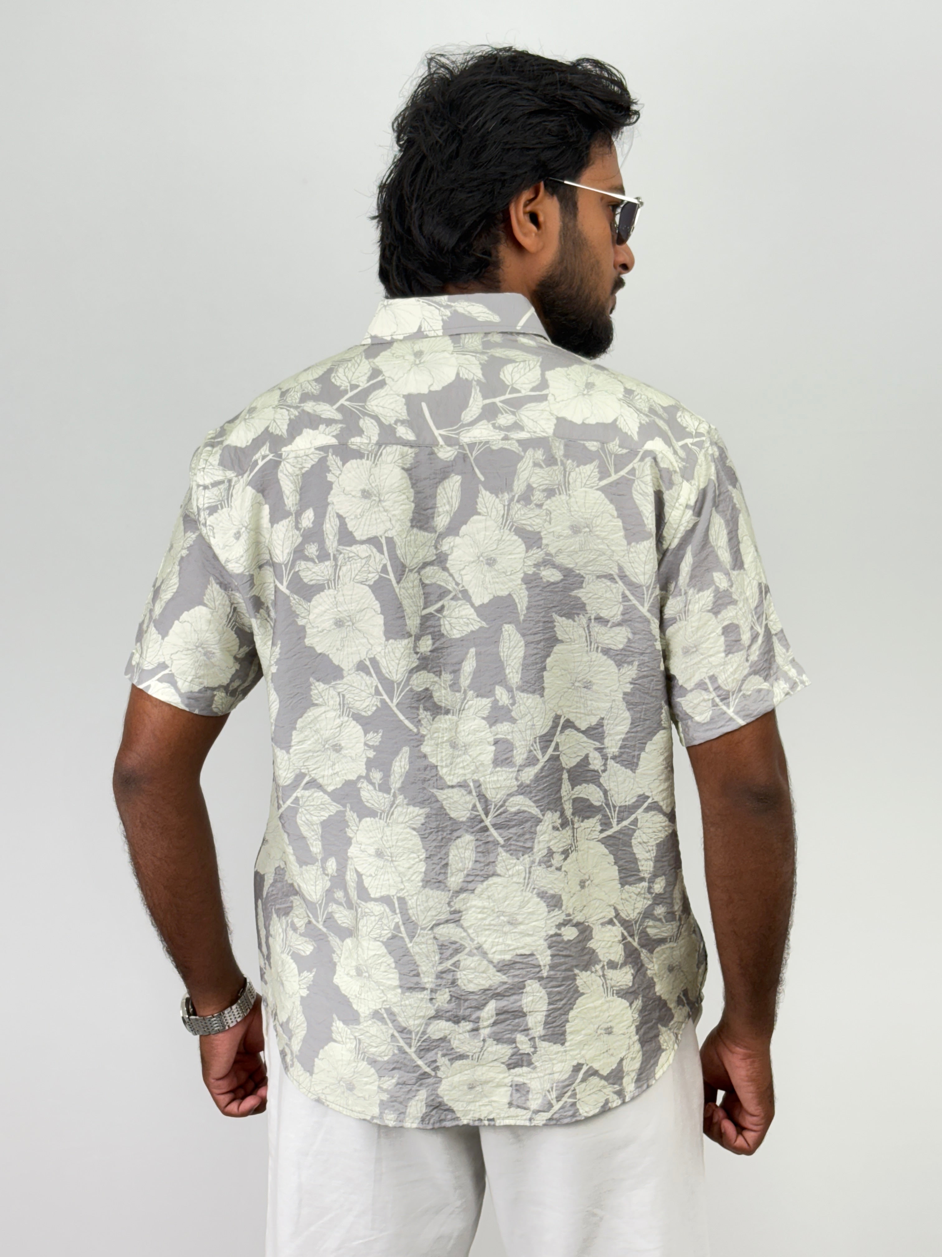 Grey Half Sleeve Printed Shirt