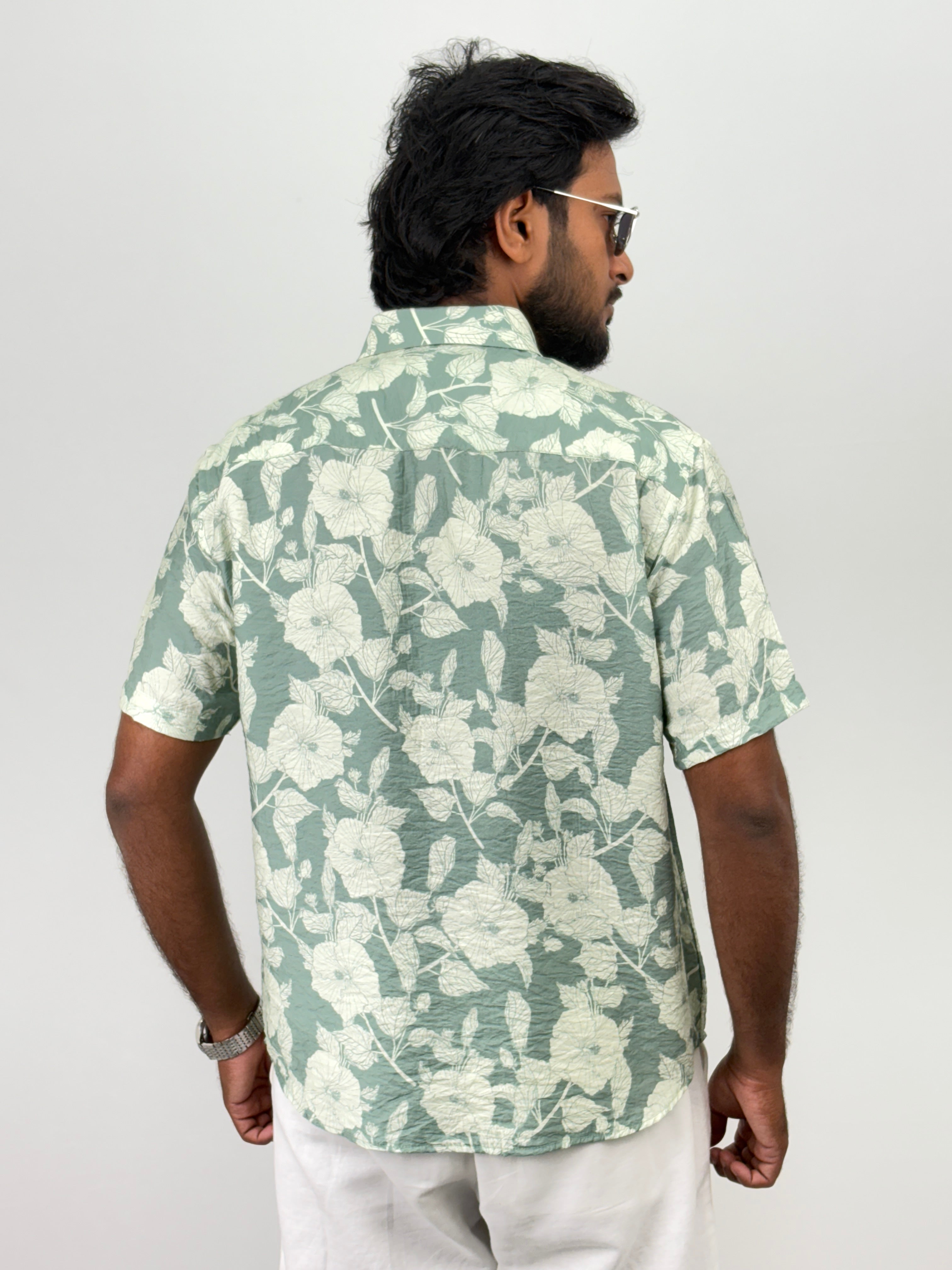 Green Half Sleeve Printed Shirt