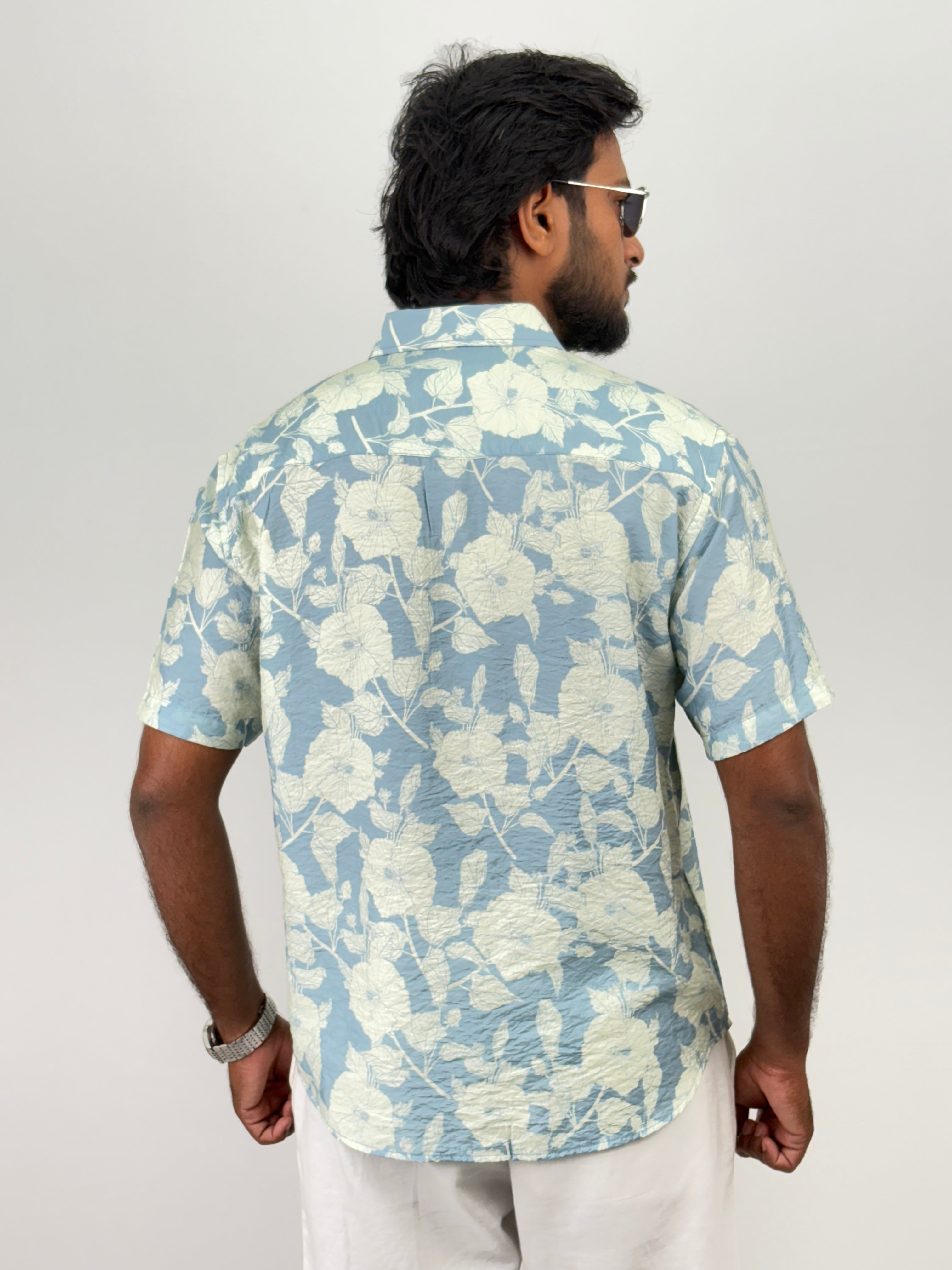 Blue Half Sleeve Printed Shirt