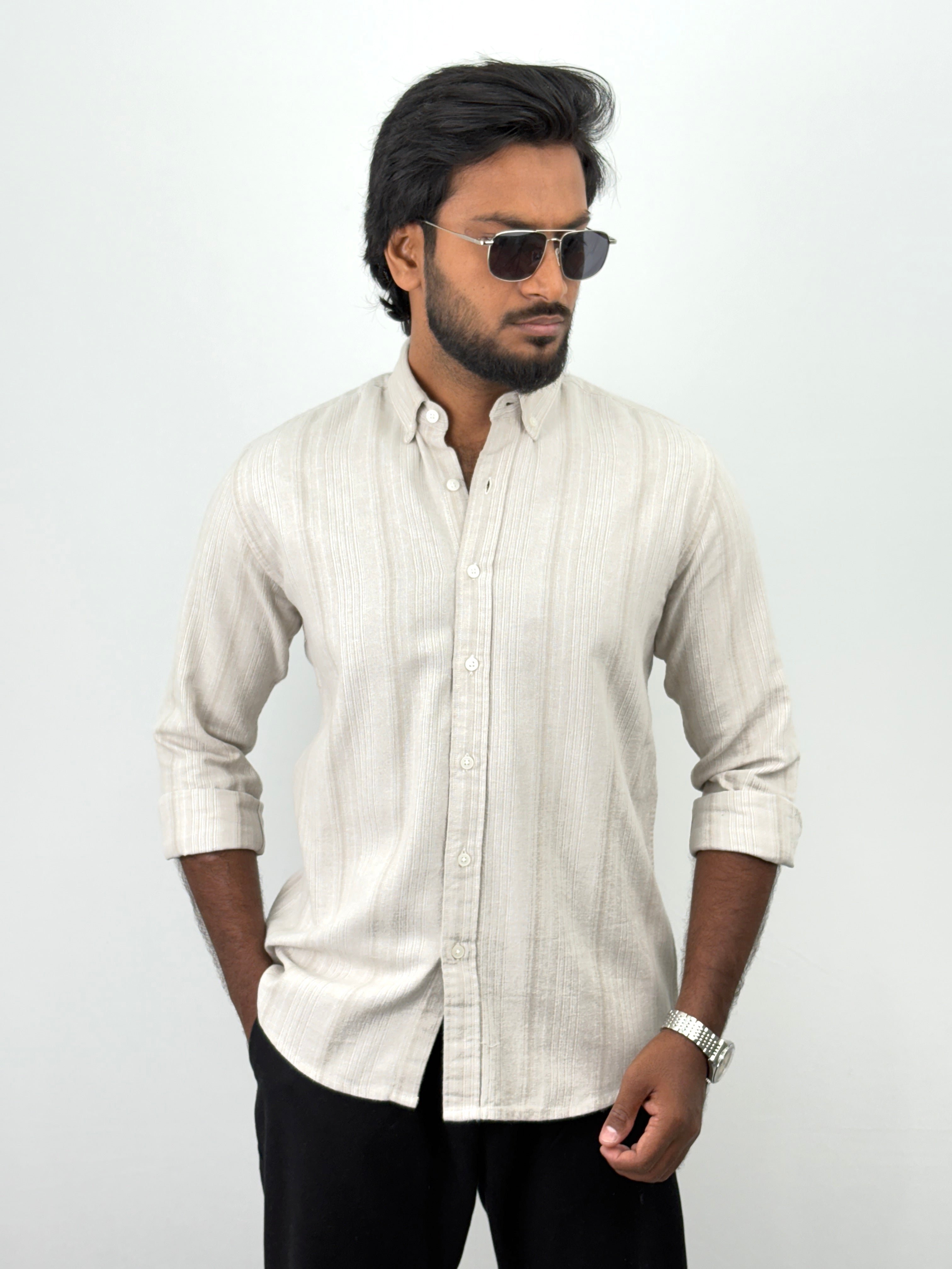 Beige Stripe Shirts
