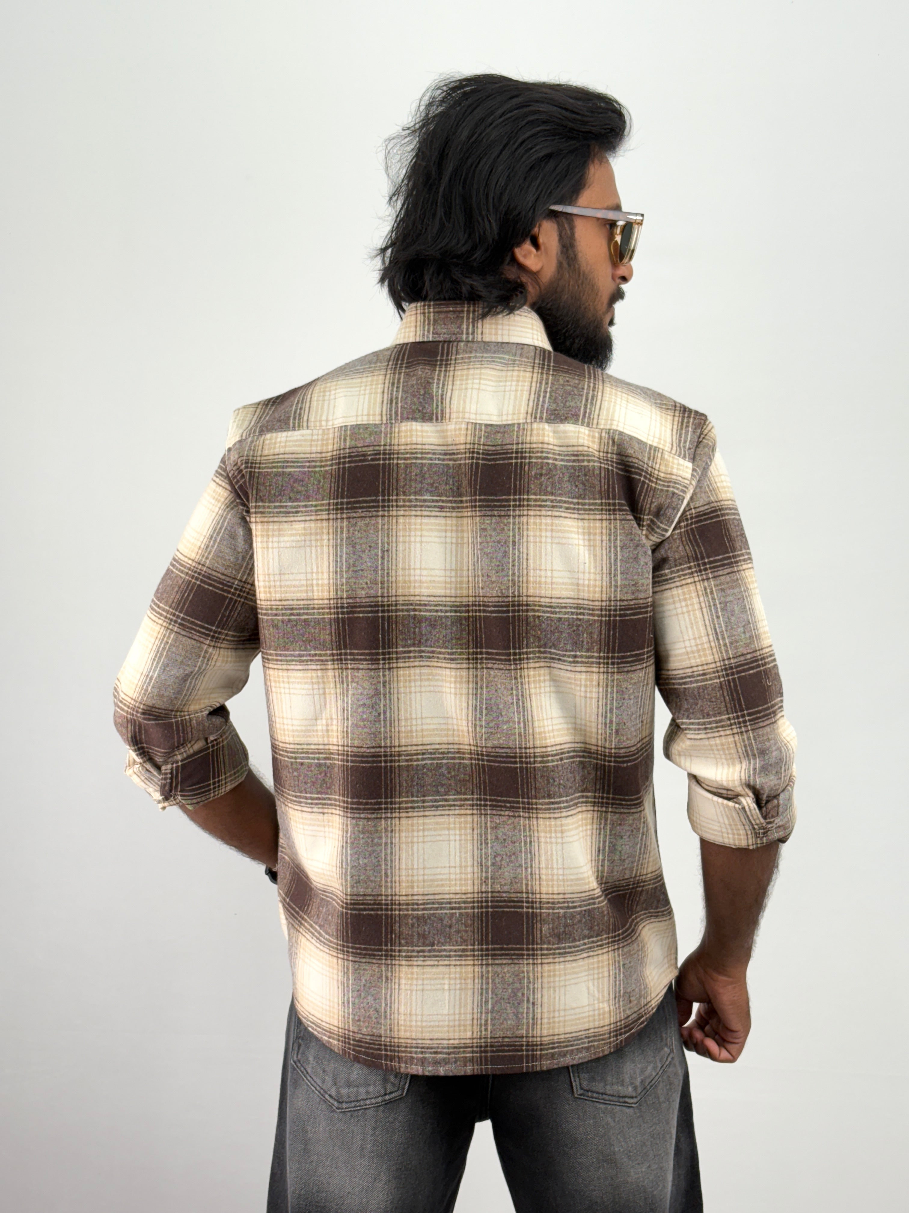 Brown Beige Flannel Shirt